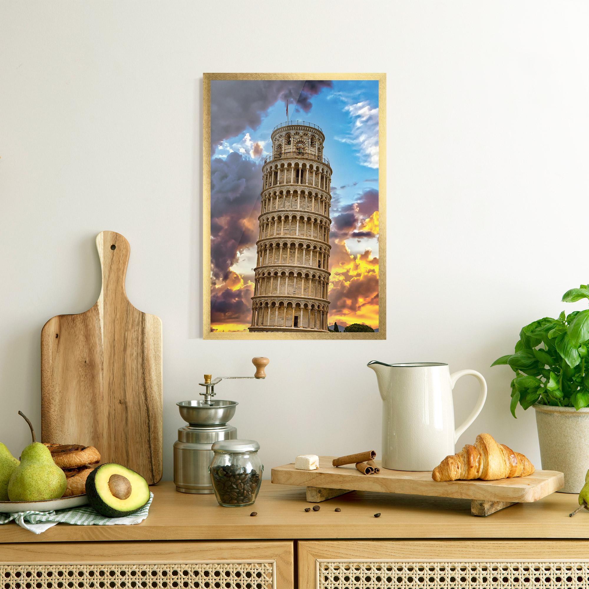 Plakat w Ramie Tower Of Pisa Sunset mockup 8