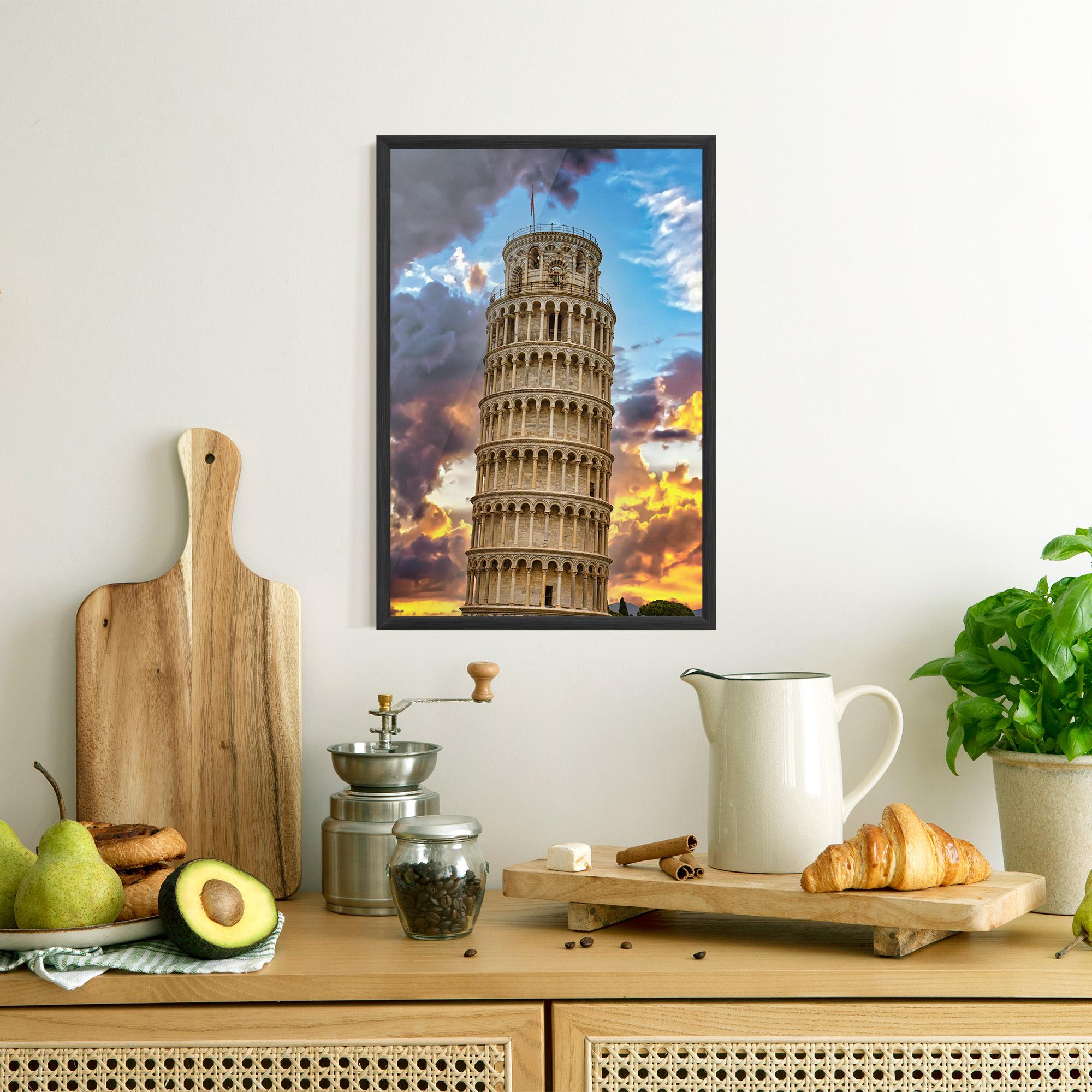 Plakat w Ramie Tower Of Pisa Sunset mockup 8
