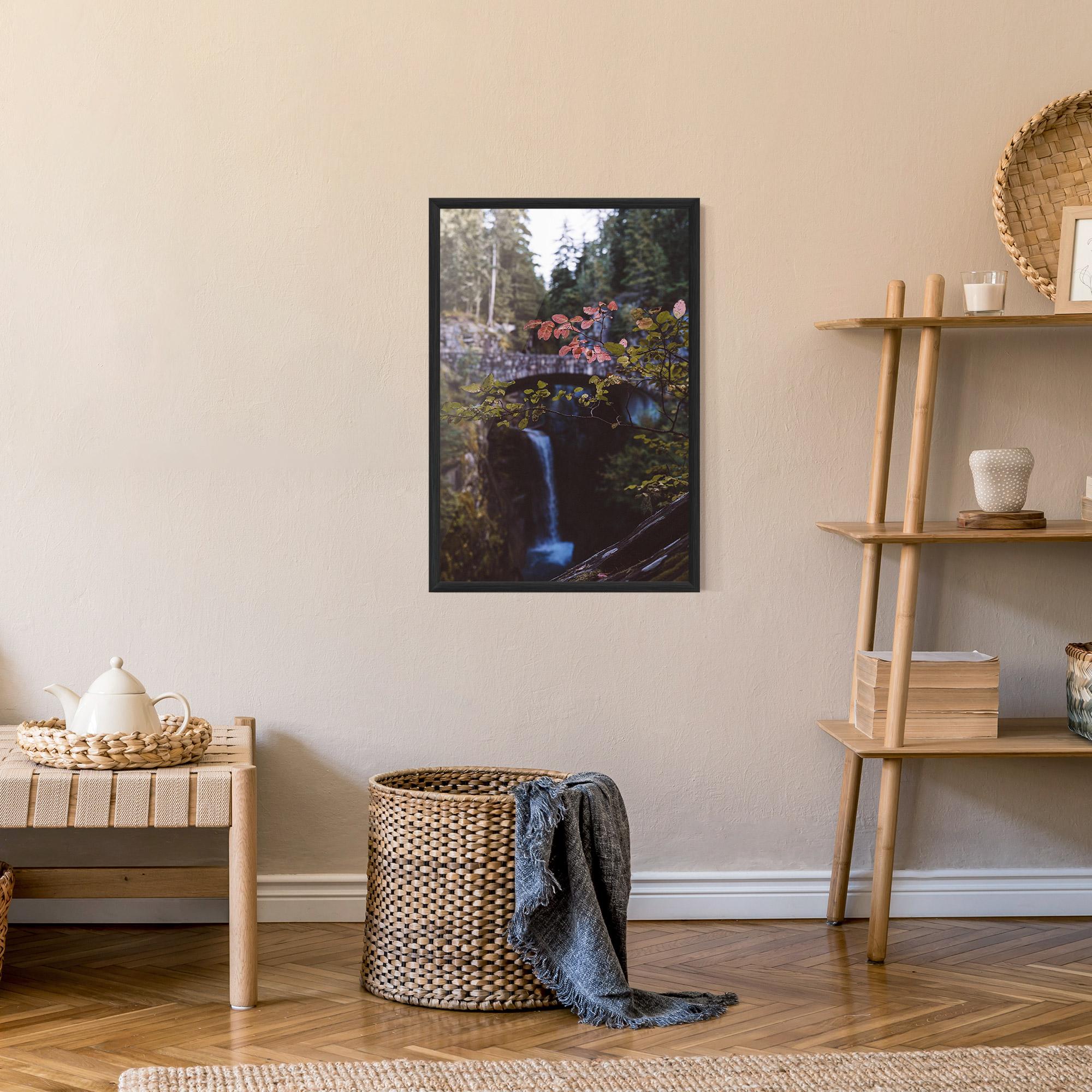 Plakat w Ramie Waterfall Bringe Red Leaves mockup 9