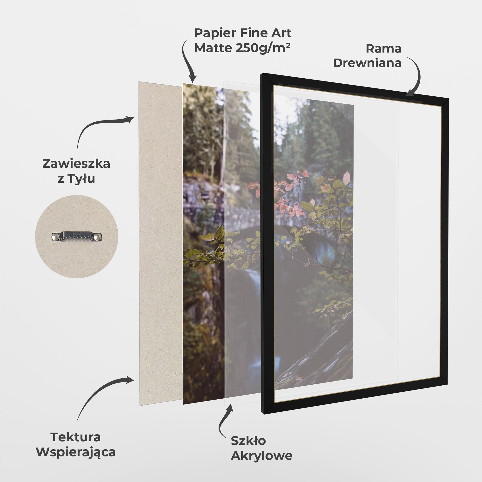 Plakat w Ramie Waterfall Bringe Red Leaves mockup 1