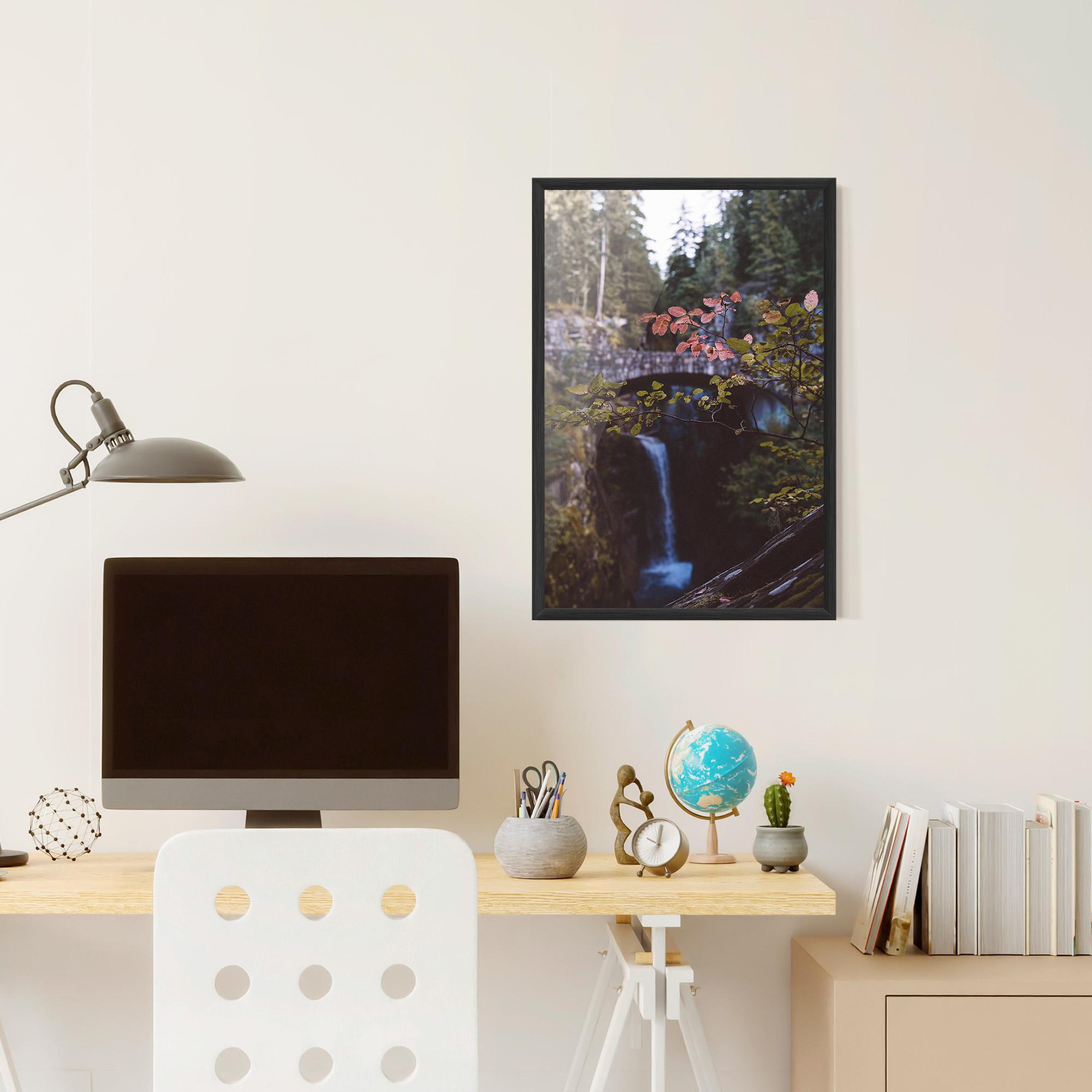 Plakat w Ramie Waterfall Bringe Red Leaves mockup 6