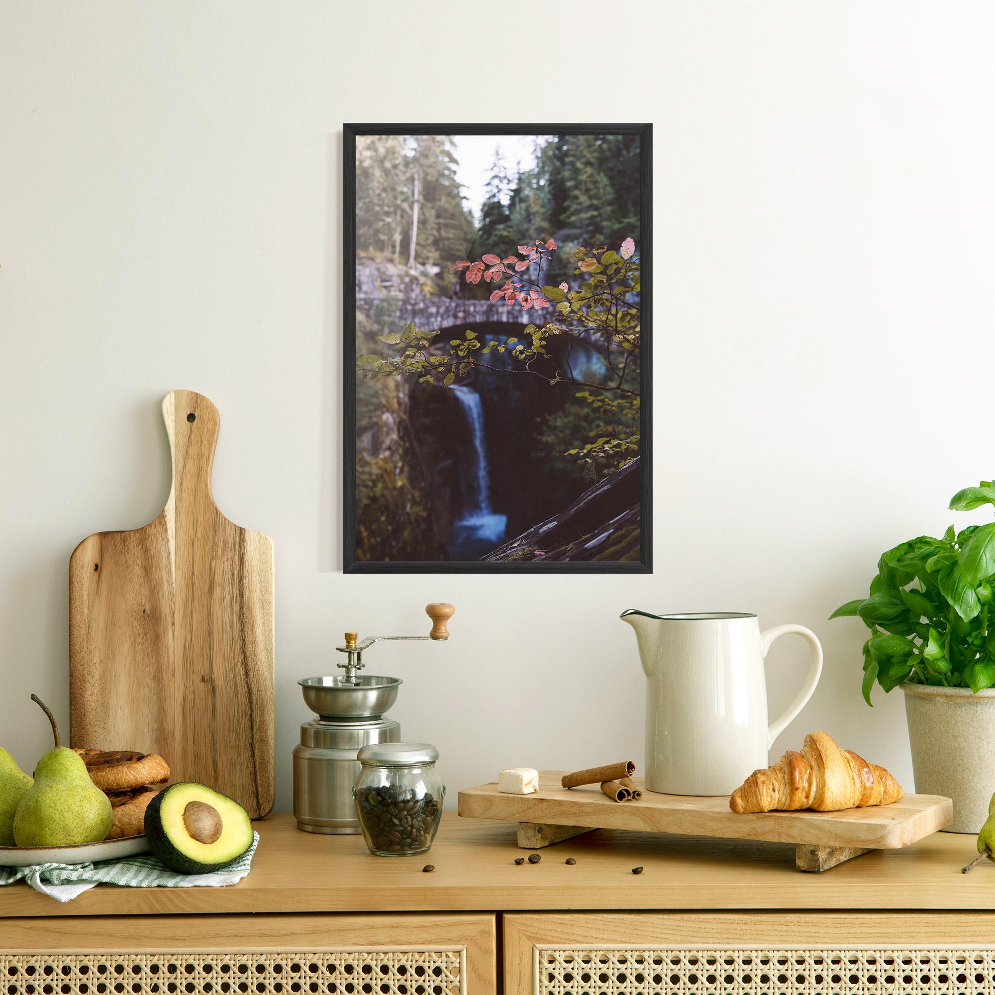 Plakat w Ramie Waterfall Bringe Red Leaves mockup 8
