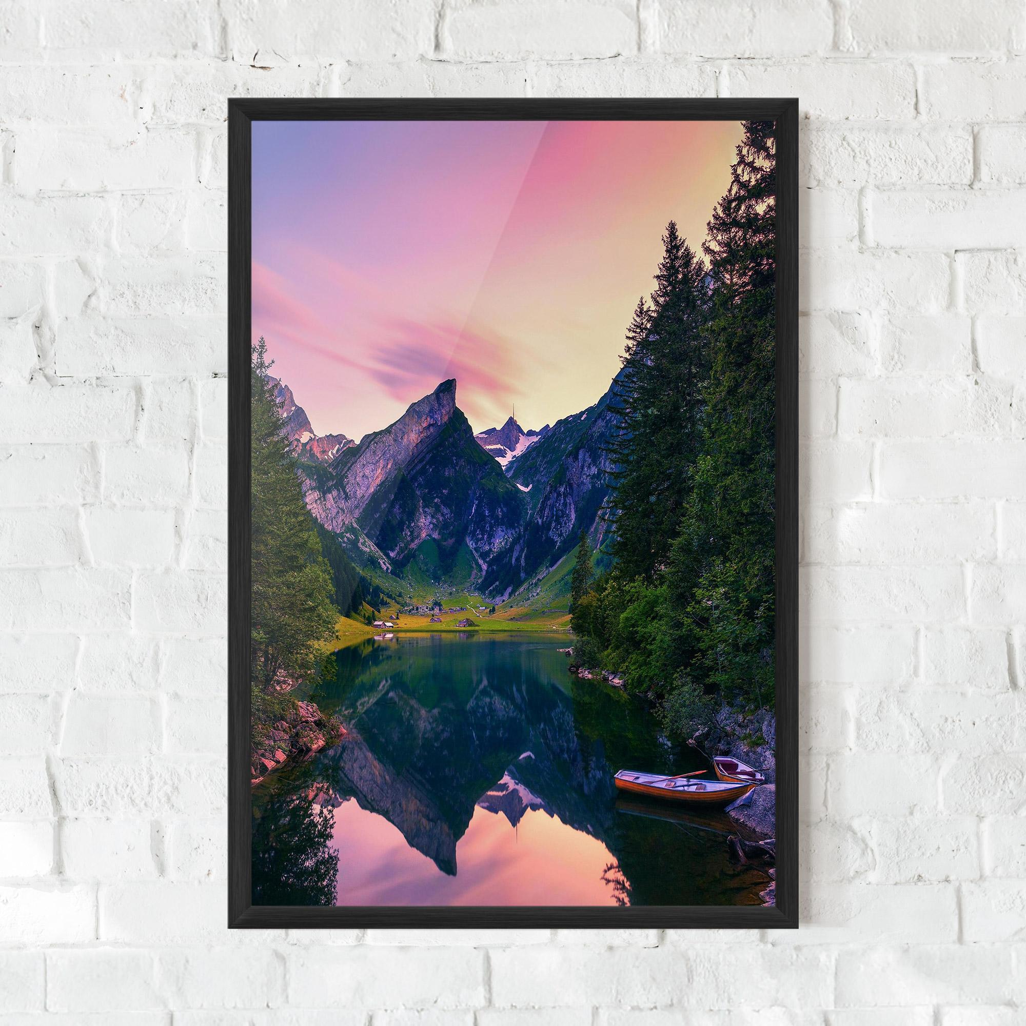 Plakat w Ramie Purple Sunset Lake mockup 0