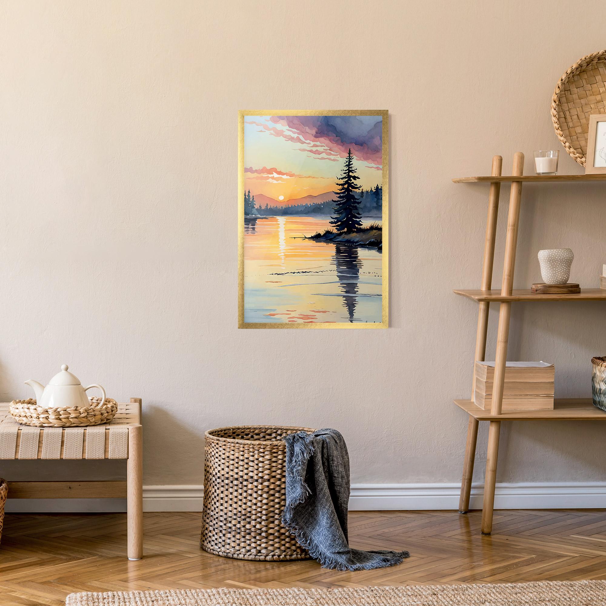 Plakat w Ramie Tree Shadow Lake mockup 9