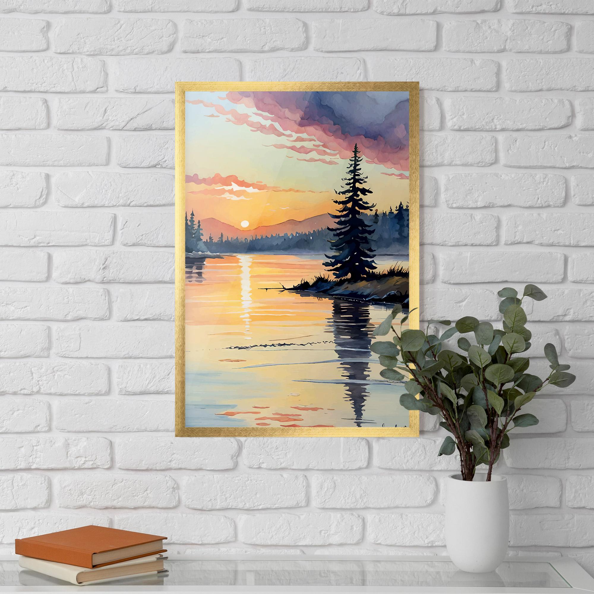 Plakat w Ramie Tree Shadow Lake mockup 5