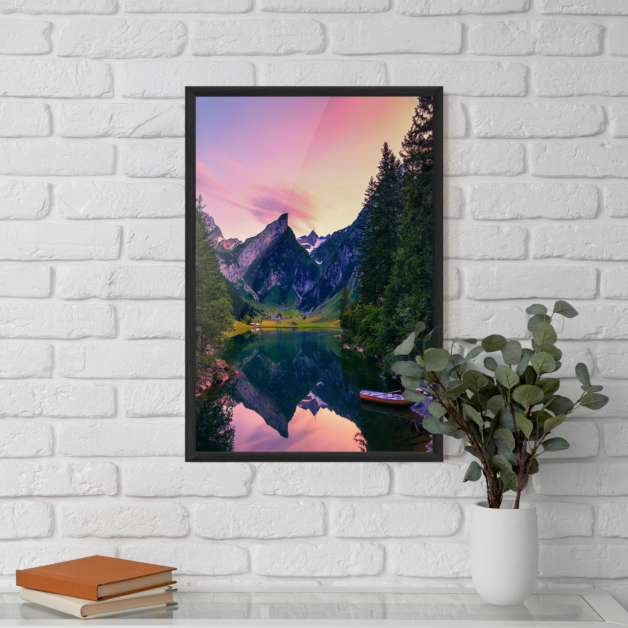 Plakat w Ramie Purple Sunset Lake mockup 5