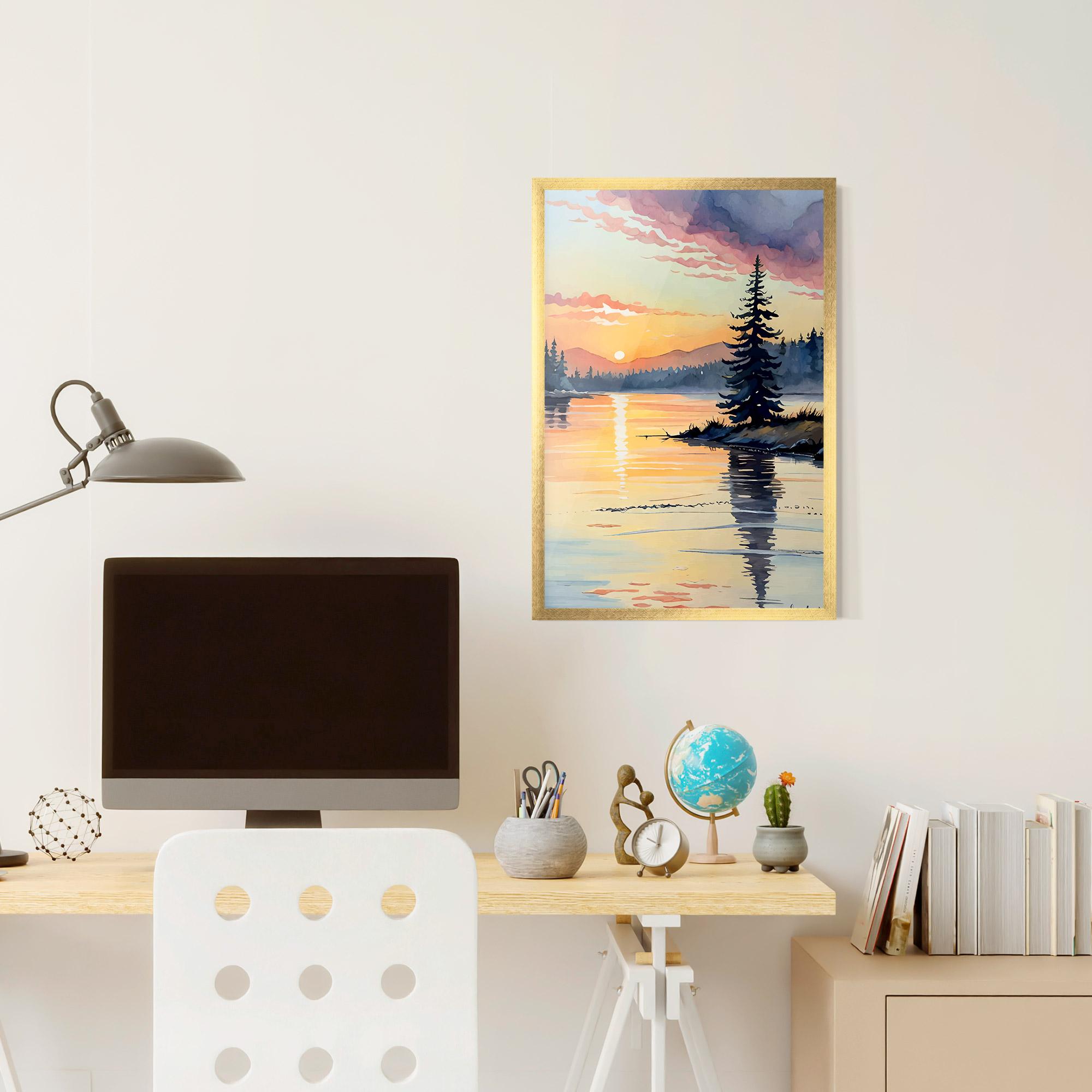 Plakat w Ramie Tree Shadow Lake mockup 6