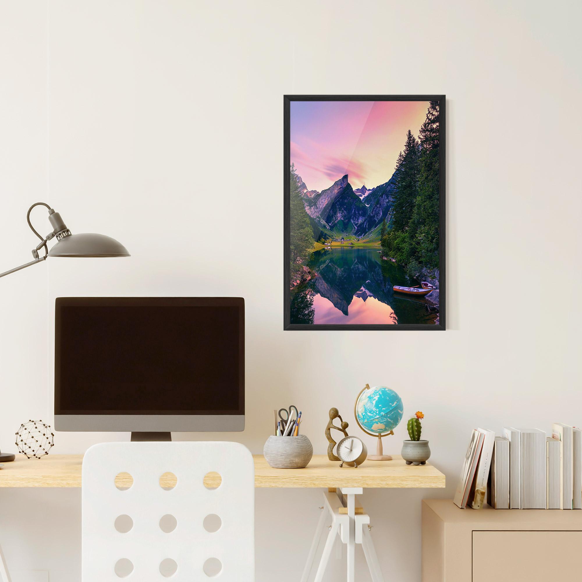 Plakat w Ramie Purple Sunset Lake mockup 6