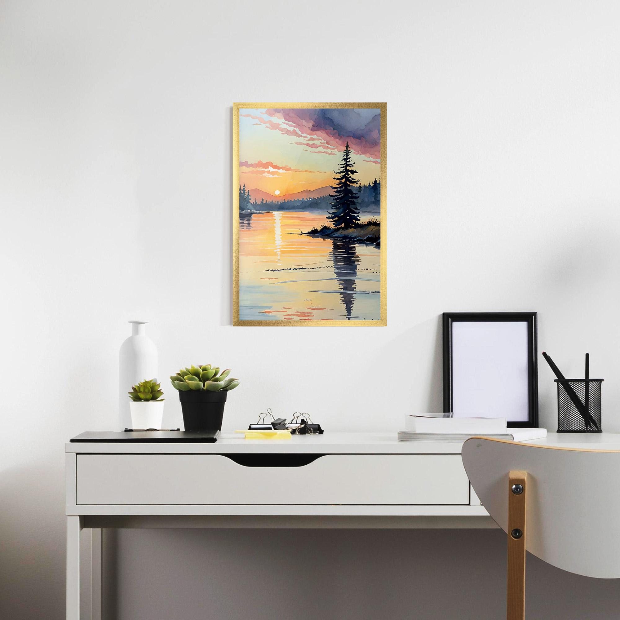 Plakat w Ramie Tree Shadow Lake mockup 7