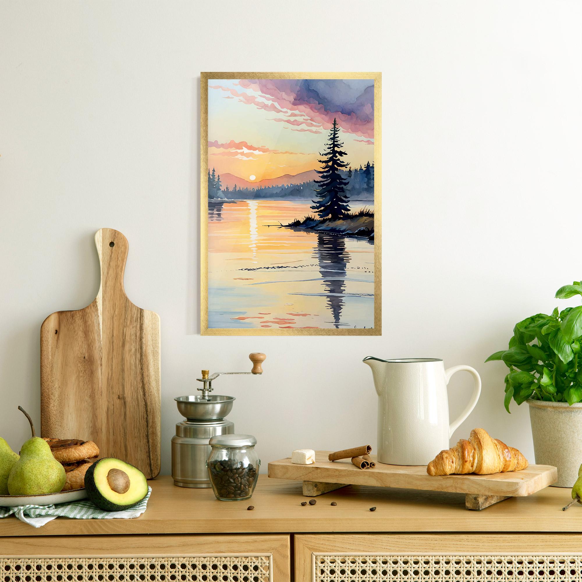 Plakat w Ramie Tree Shadow Lake mockup 8