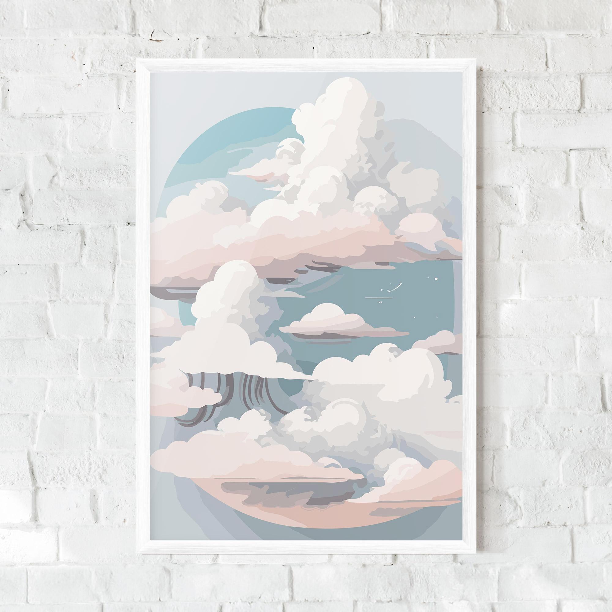 Plakat w Ramie Cloud White Art mockup 0