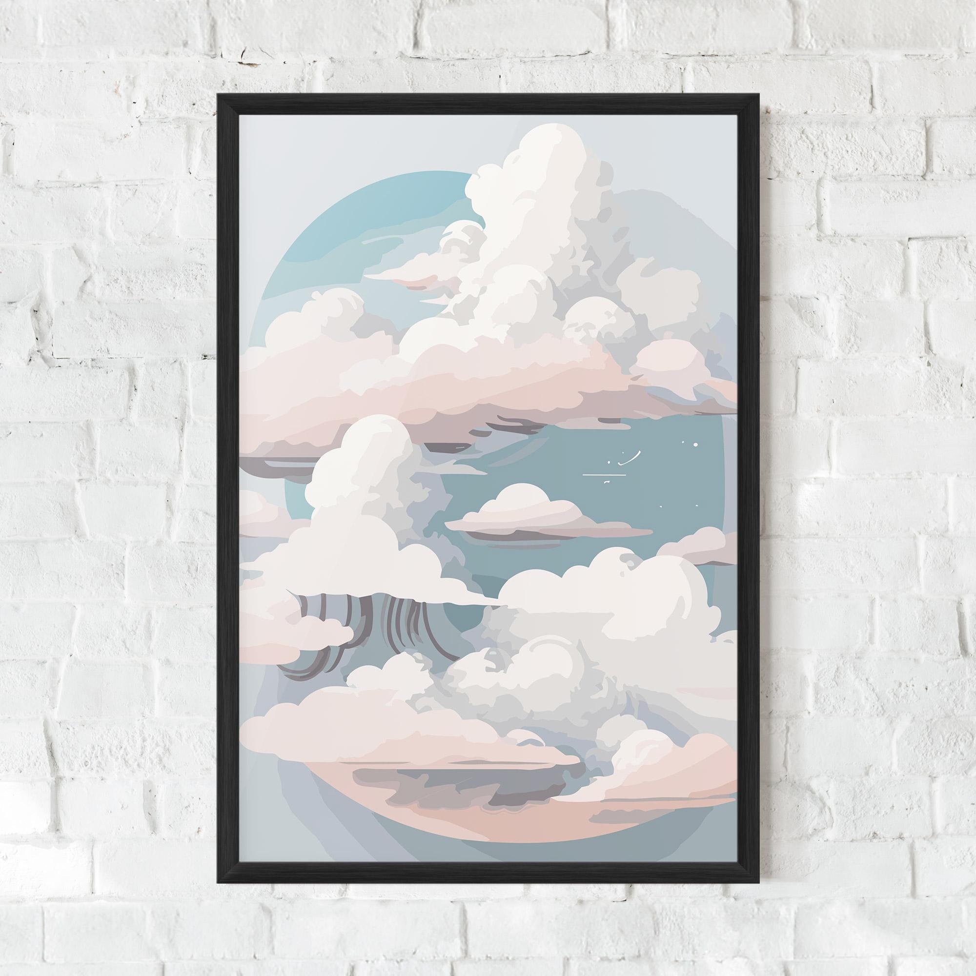 Plakat w Ramie Cloud White Art mockup 0