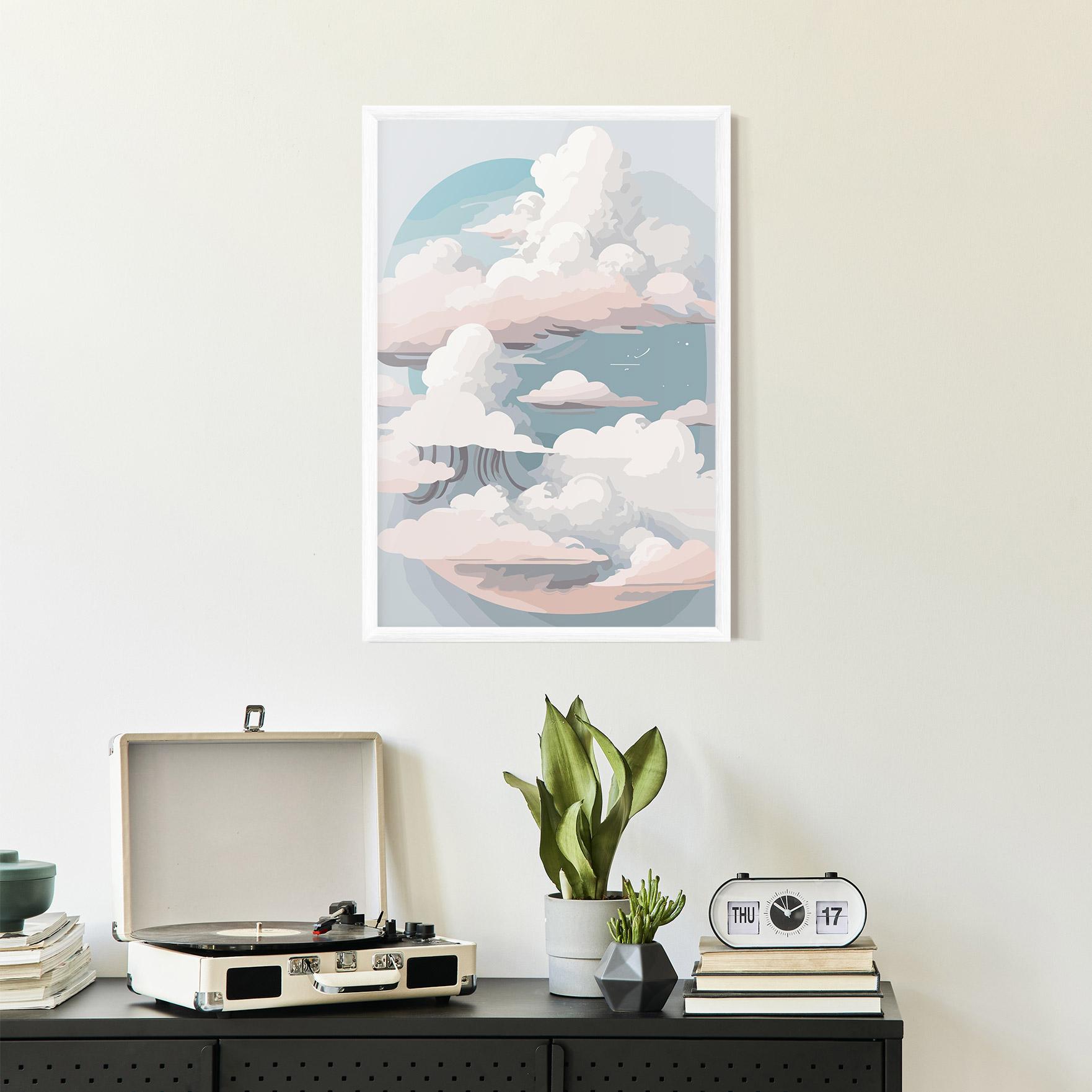 Plakat w Ramie Cloud White Art mockup 2
