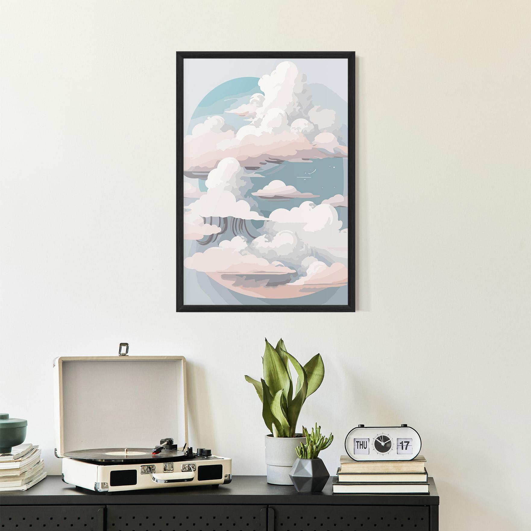 Plakat w Ramie Cloud White Art mockup 2