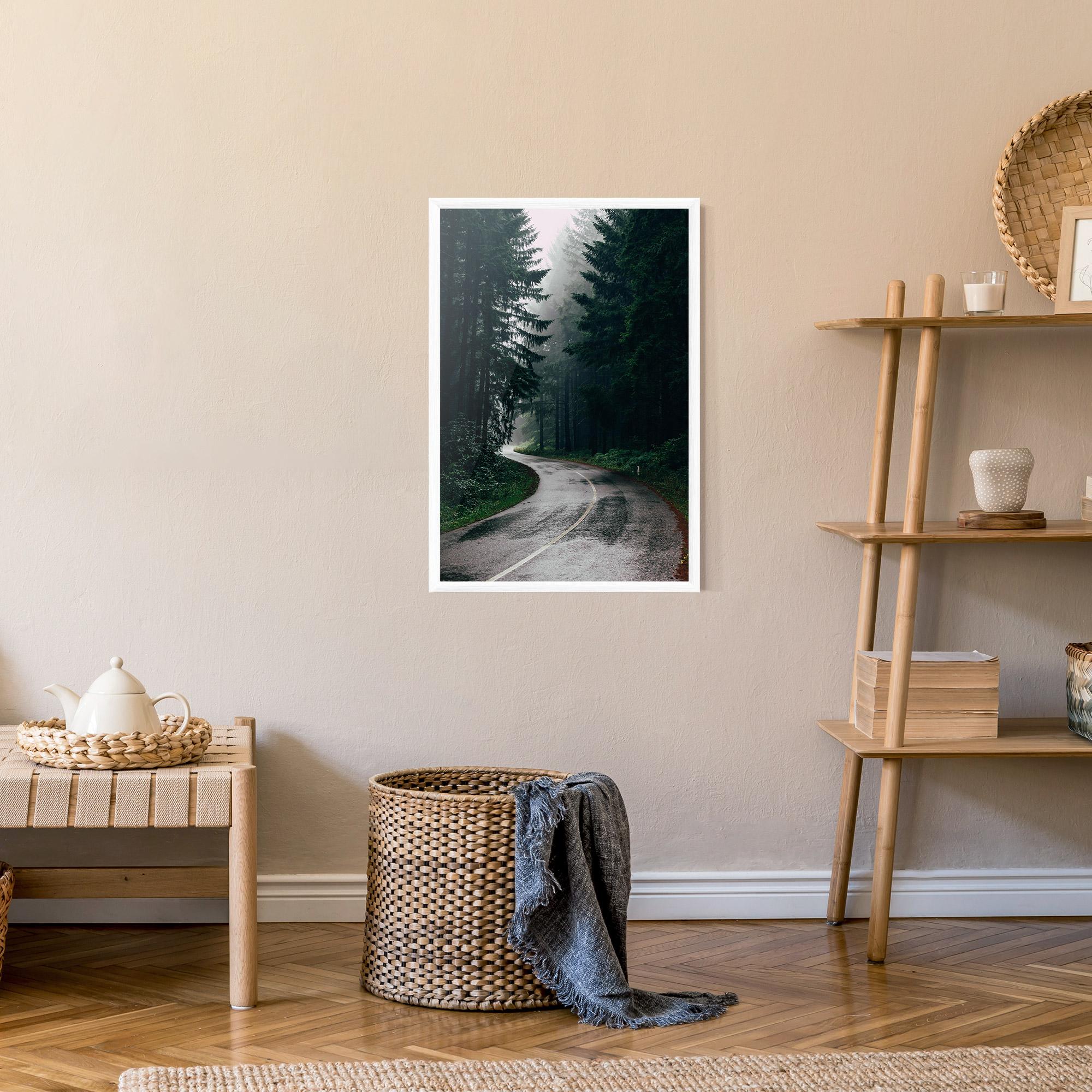 Plakat w Ramie Rainy Road Forest mockup 9