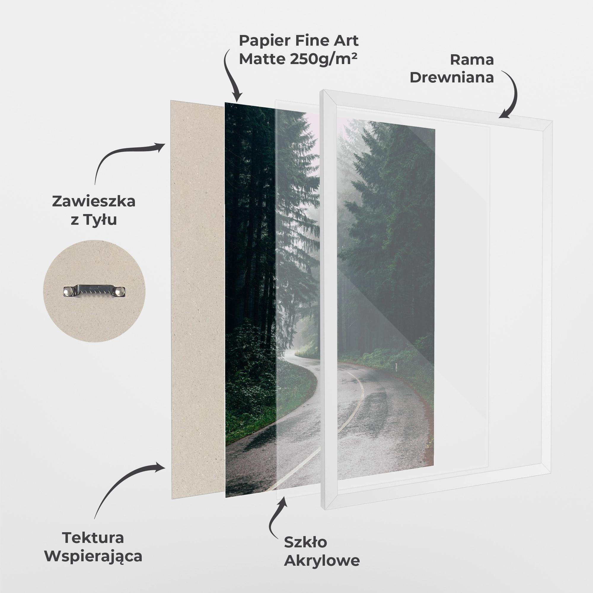 Plakat w Ramie Rainy Road Forest mockup 1