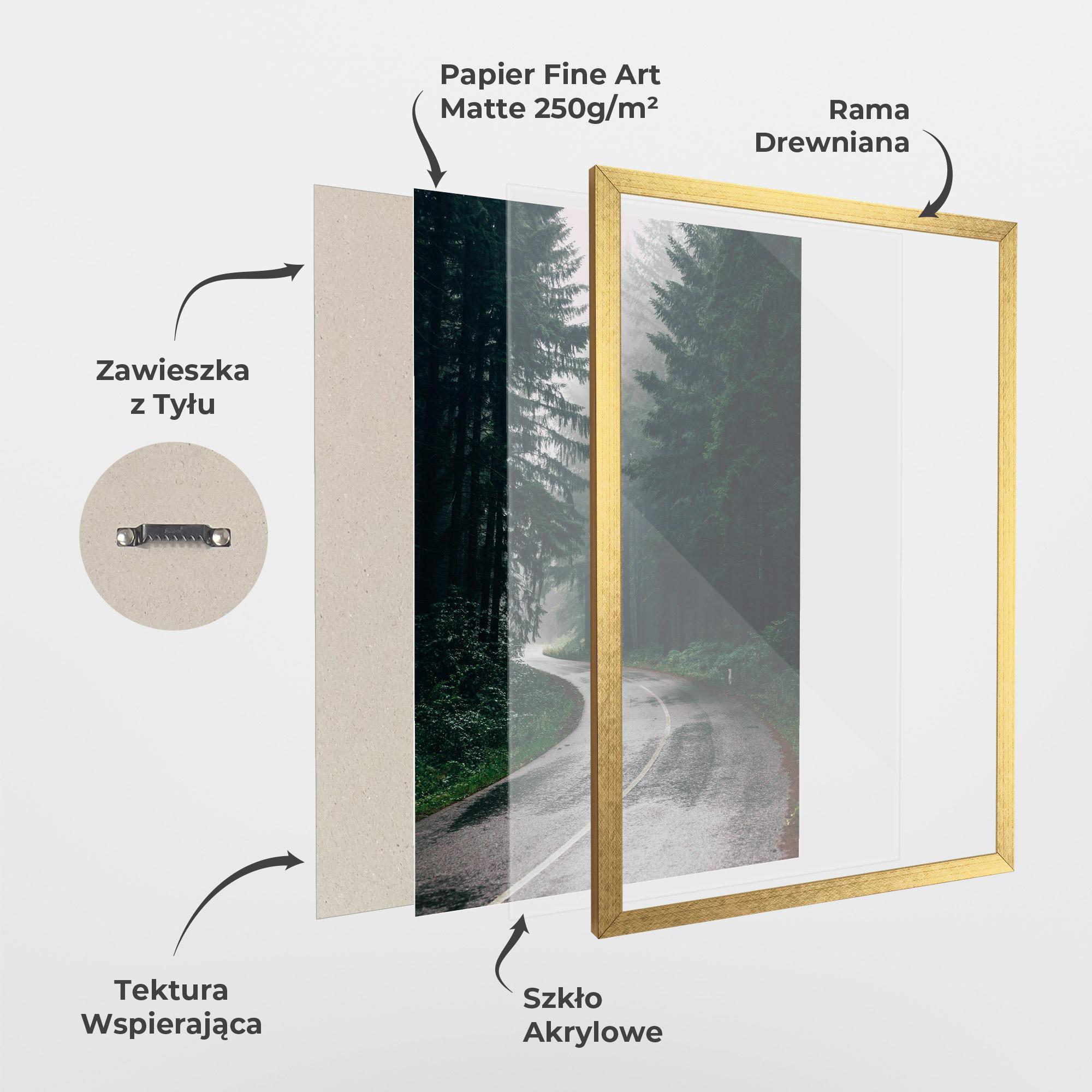 Plakat w Ramie Rainy Road Forest mockup 1