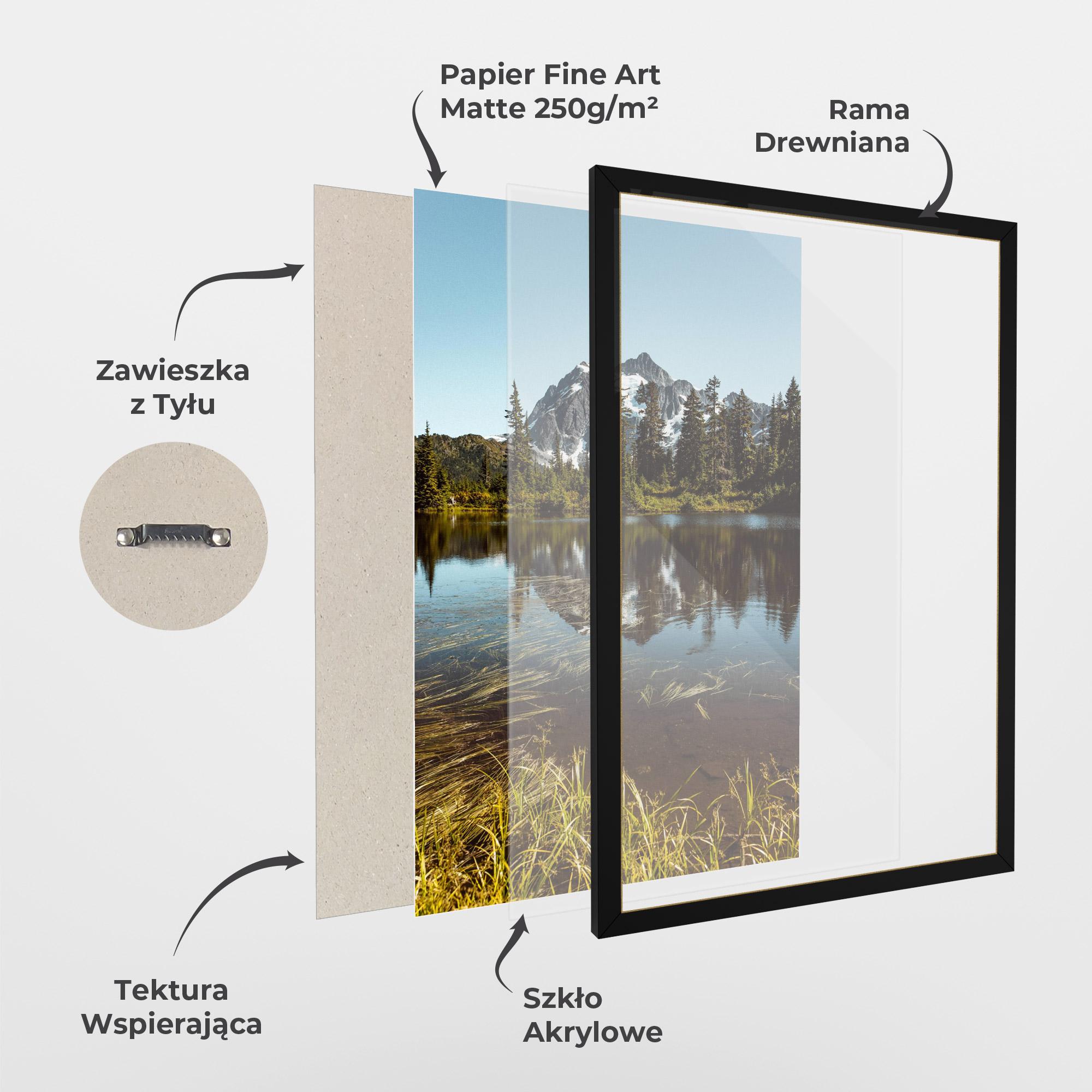 Plakat w Ramie Lake Snow Mountain mockup 1