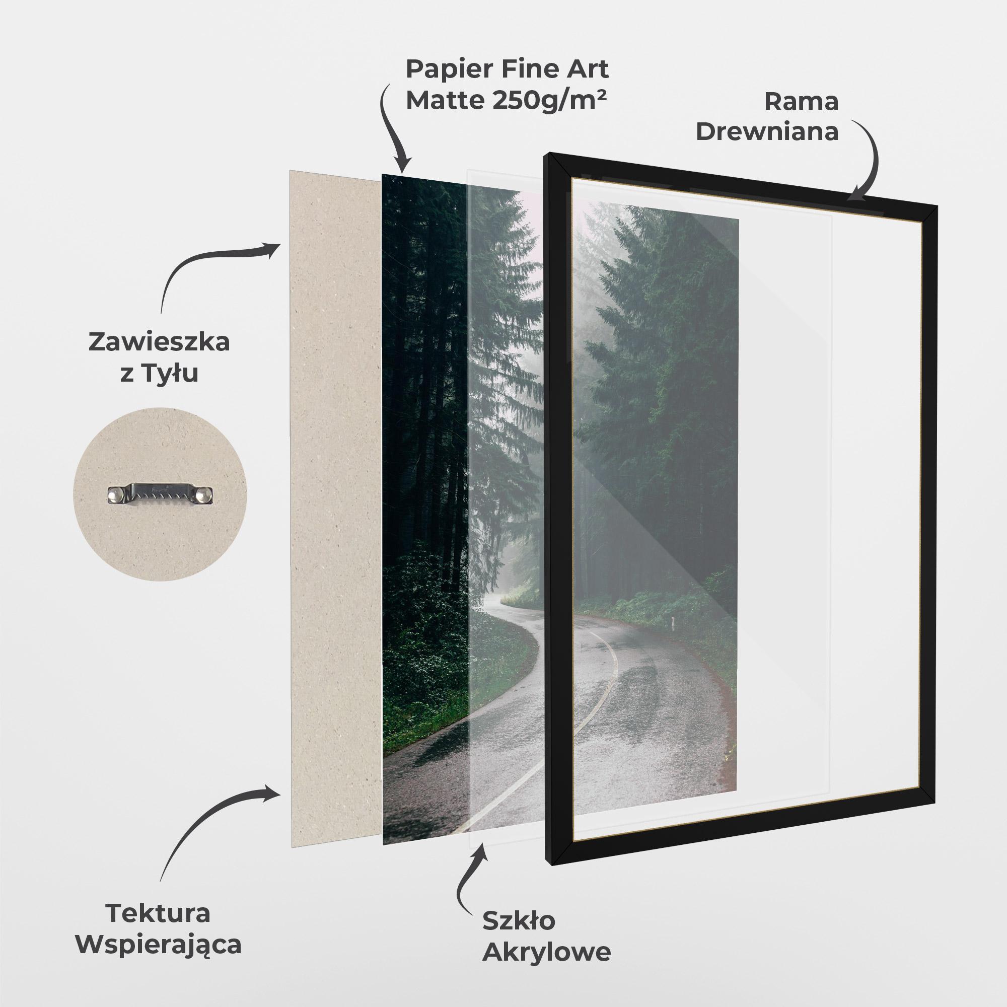 Plakat w Ramie Rainy Road Forest mockup 1