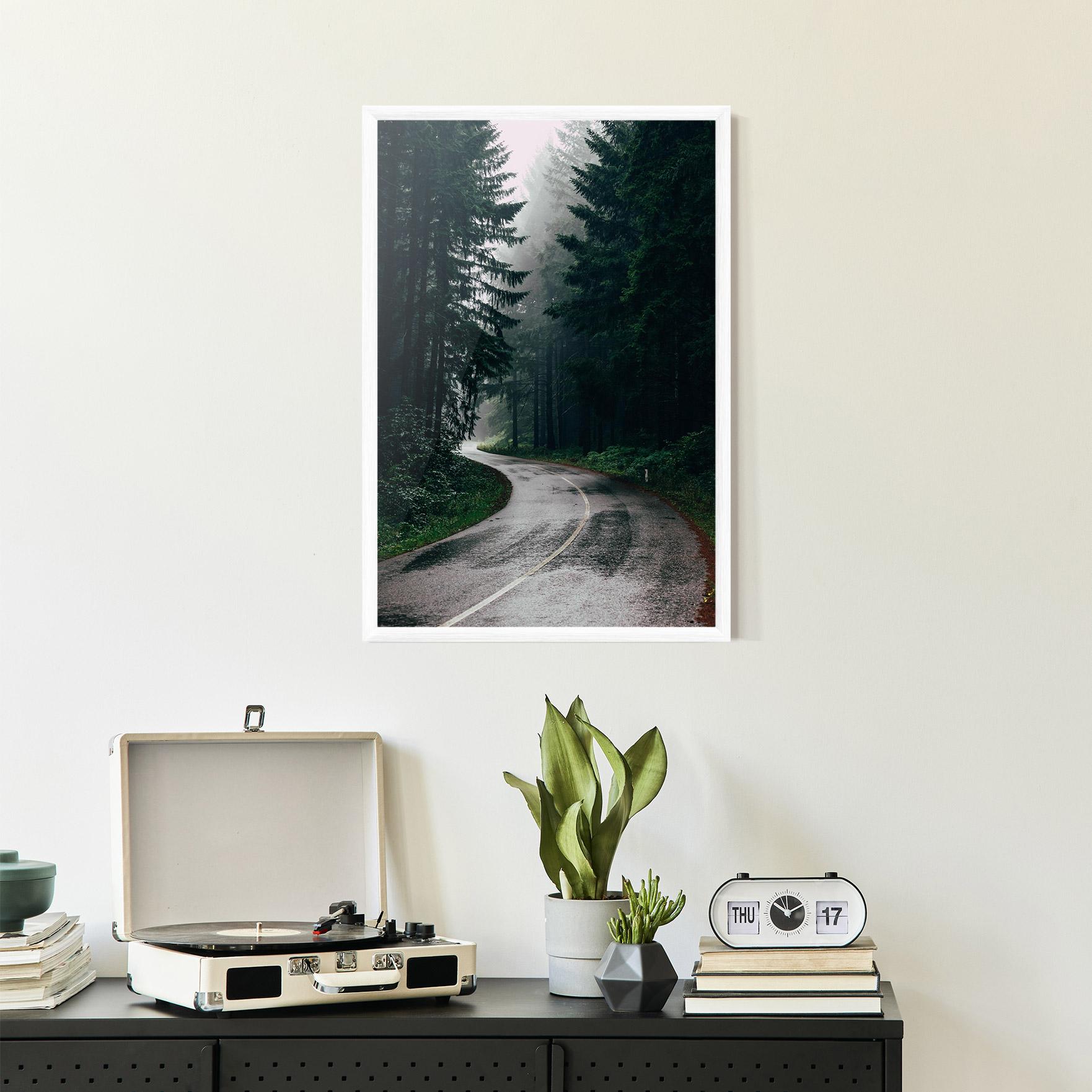 Plakat w Ramie Rainy Road Forest mockup 2