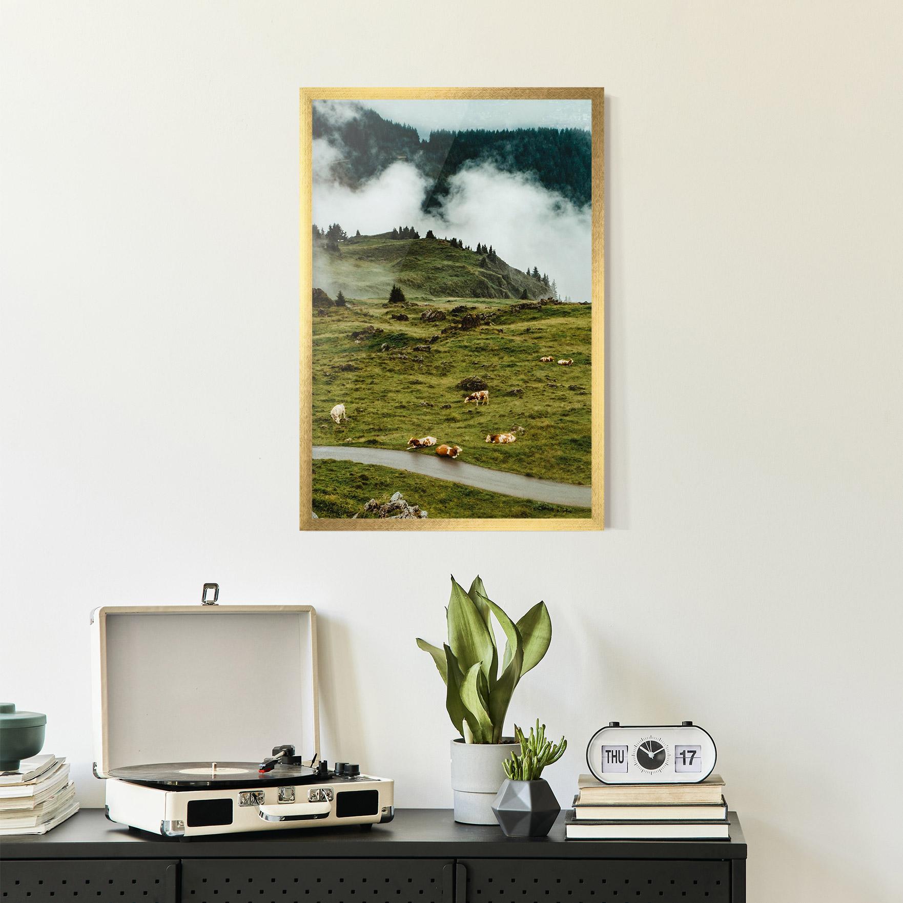 Plakat w Ramie Cow Field View mockup 2