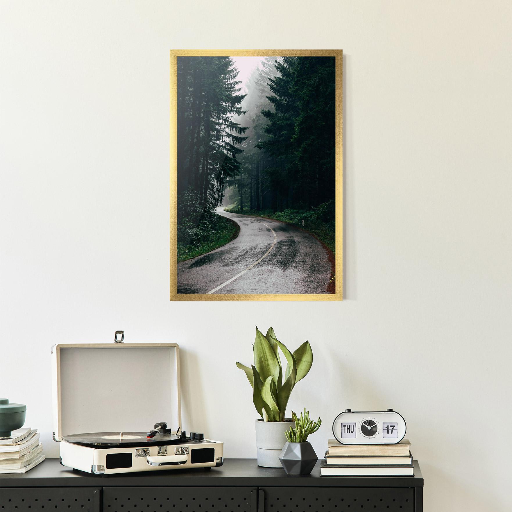 Plakat w Ramie Rainy Road Forest mockup 2