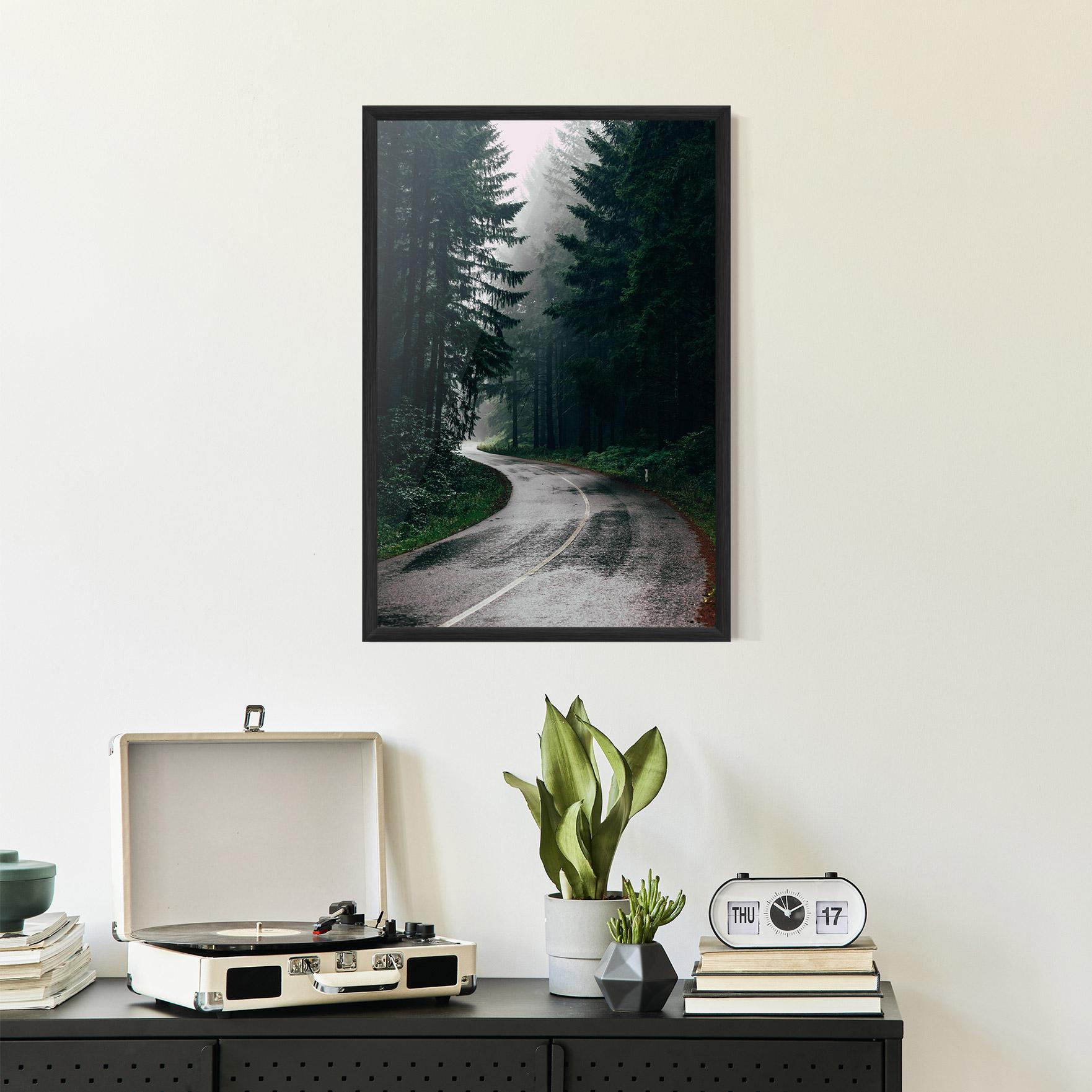 Plakat w Ramie Rainy Road Forest mockup 2