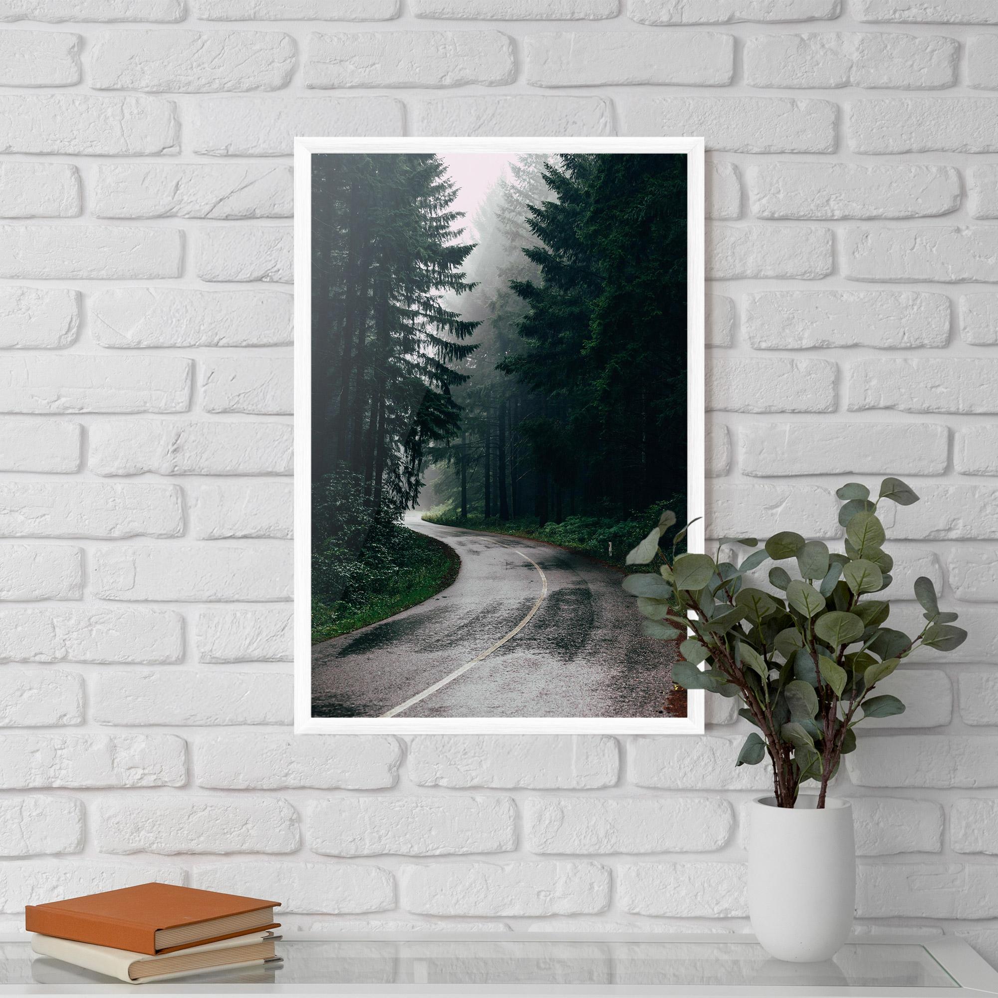 Plakat w Ramie Rainy Road Forest mockup 5