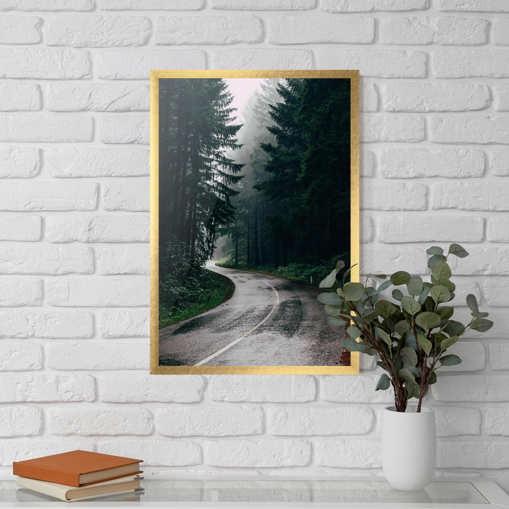 Plakat w Ramie Rainy Road Forest mockup 5