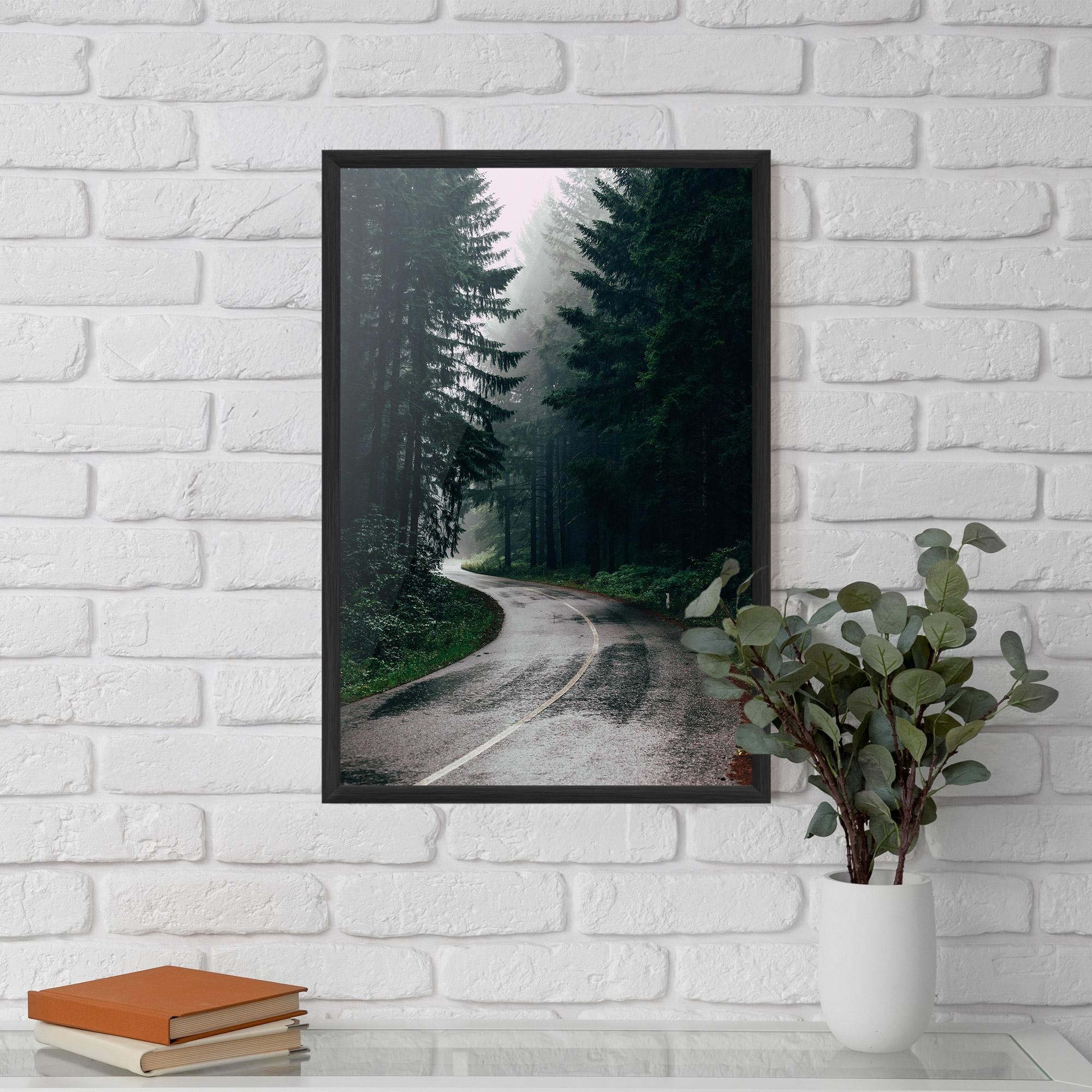 Plakat w Ramie Rainy Road Forest mockup 5
