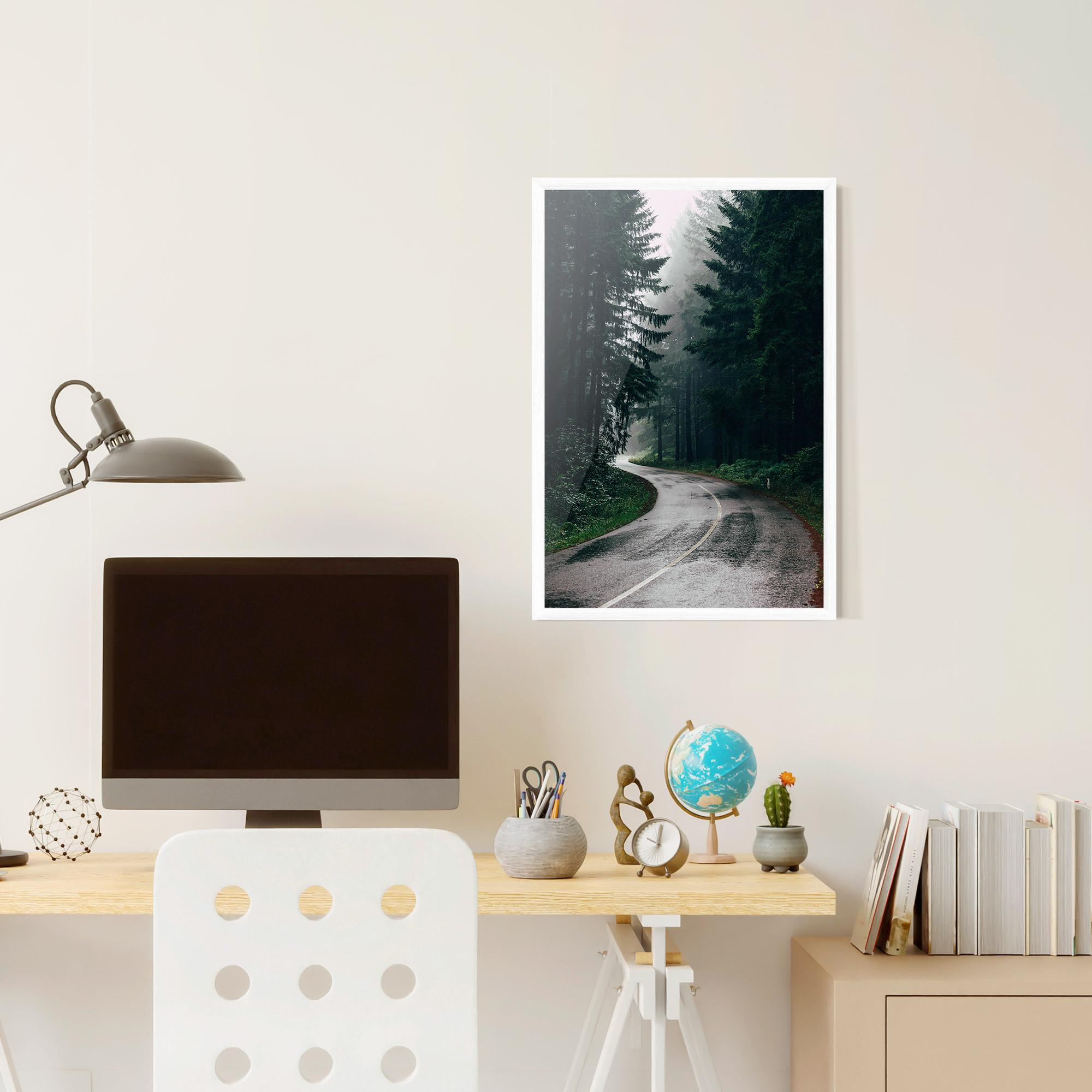 Plakat w Ramie Rainy Road Forest mockup 6