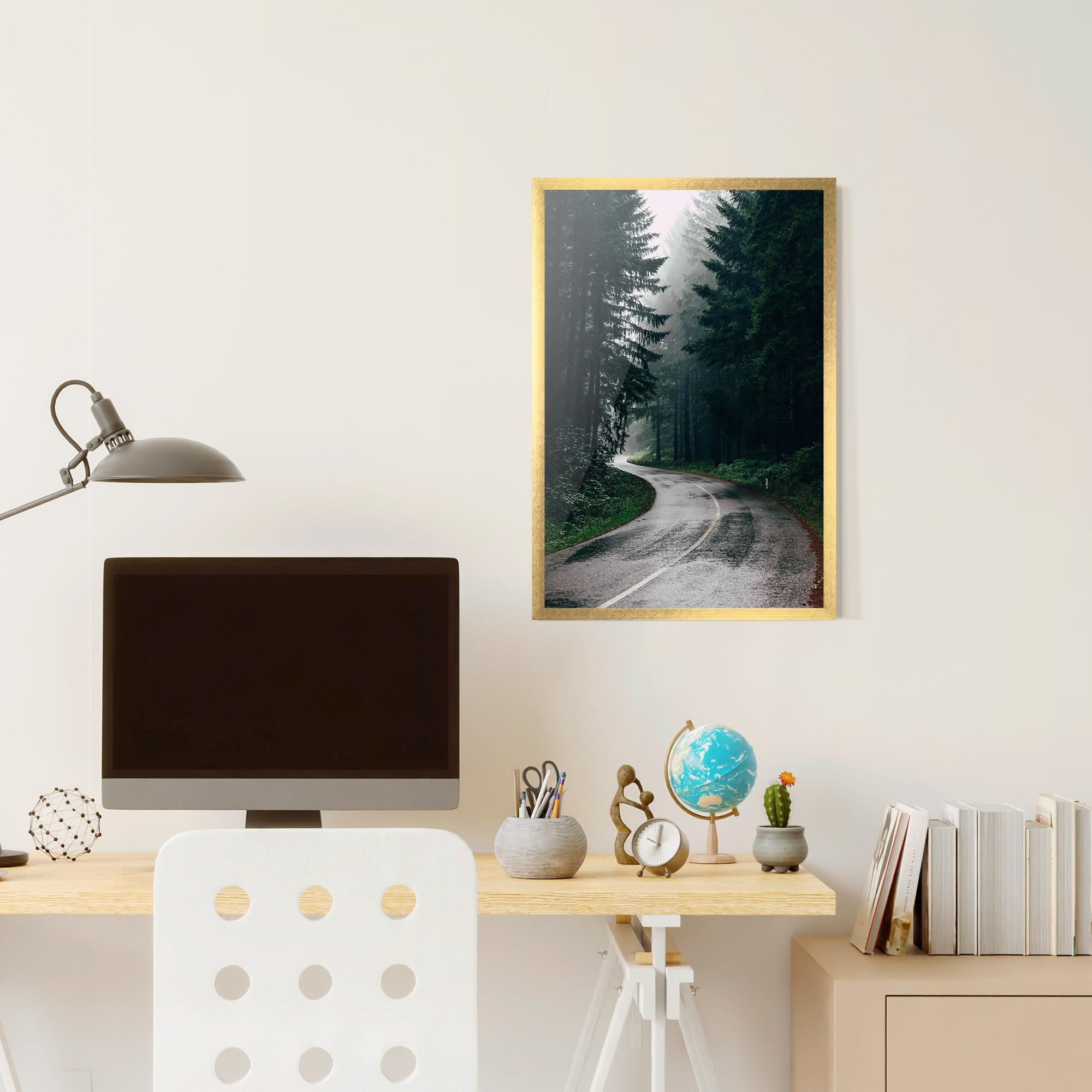 Plakat w Ramie Rainy Road Forest mockup 6