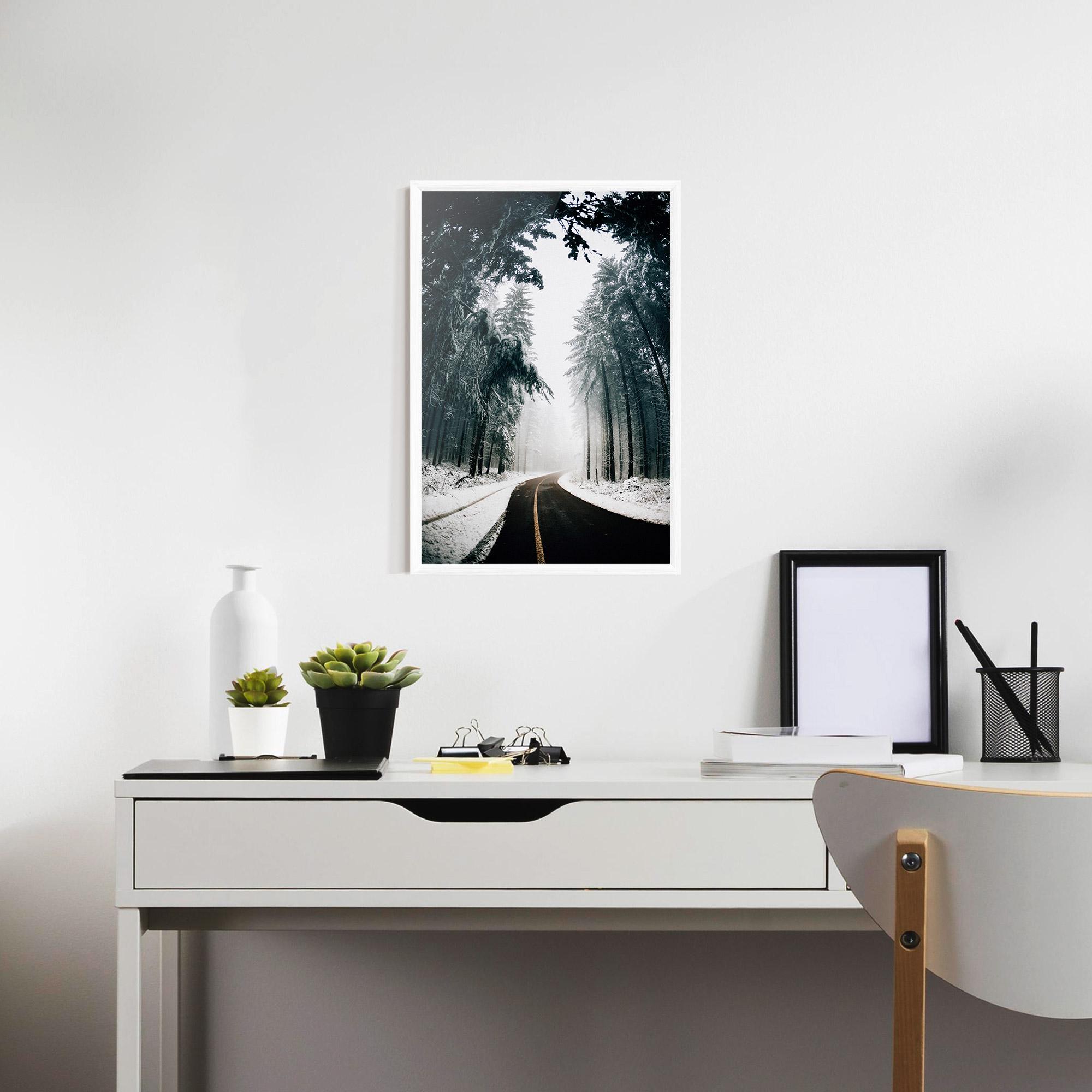 Plakat w Ramie Snow Road Dorest mockup 7