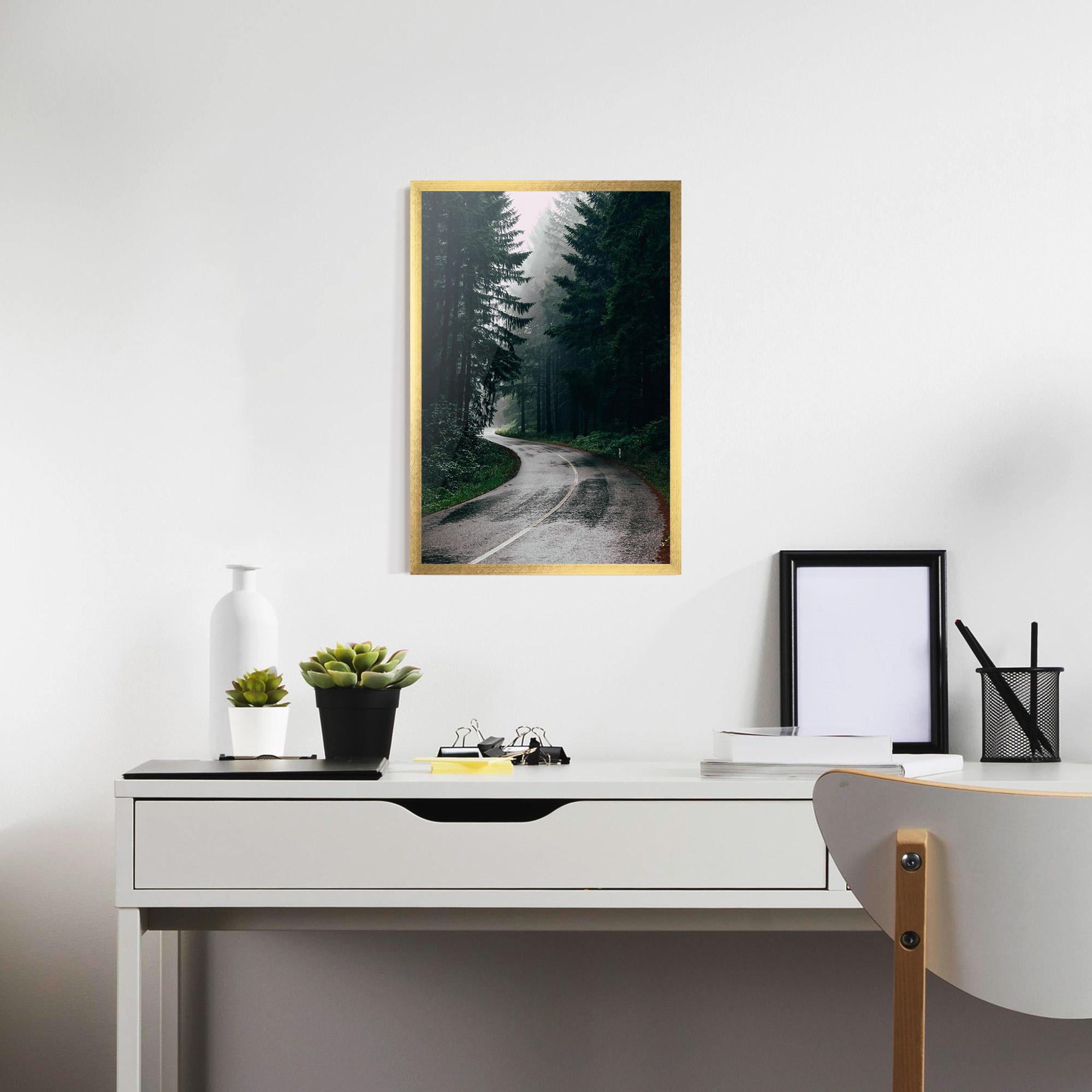 Plakat w Ramie Rainy Road Forest mockup 7