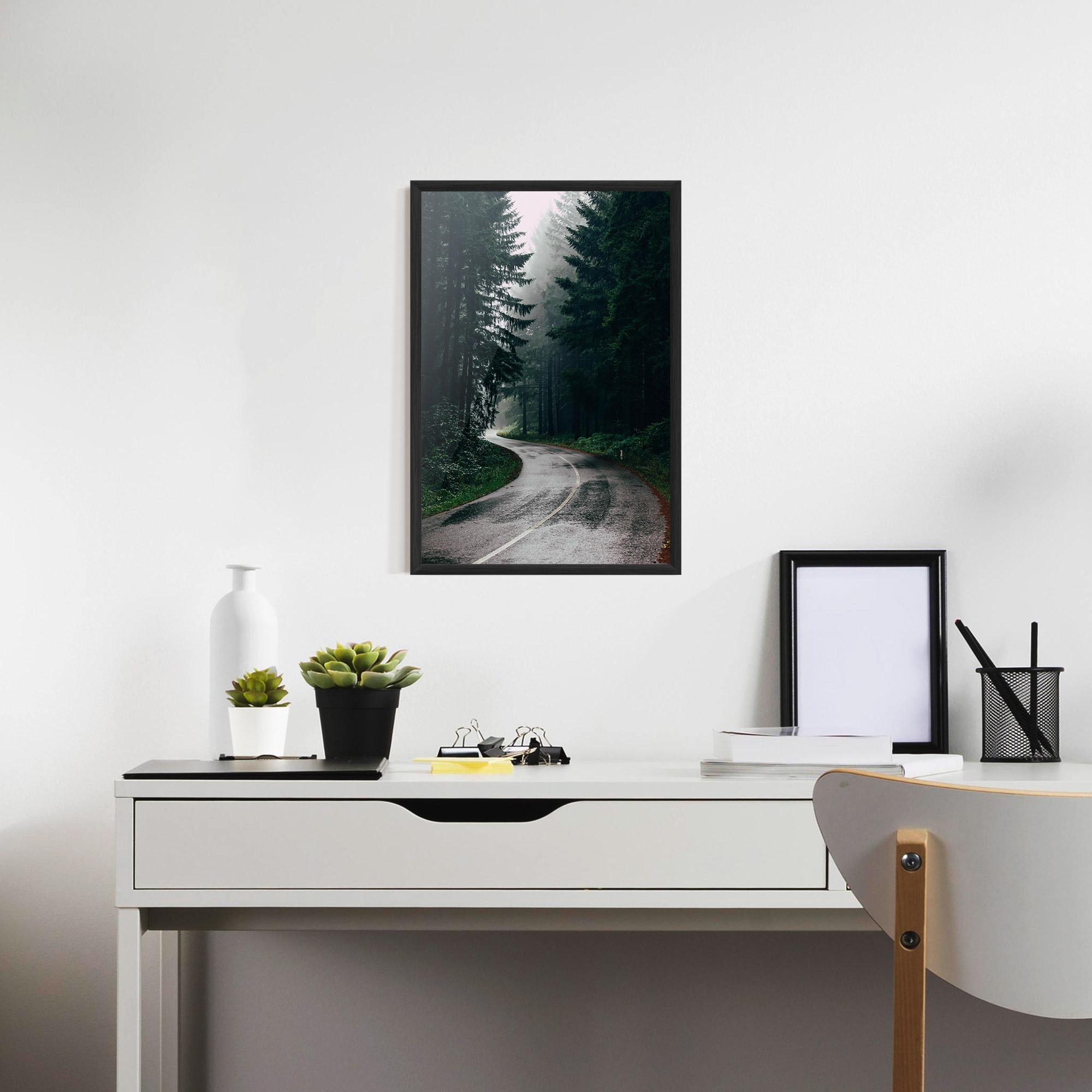 Plakat w Ramie Rainy Road Forest mockup 7