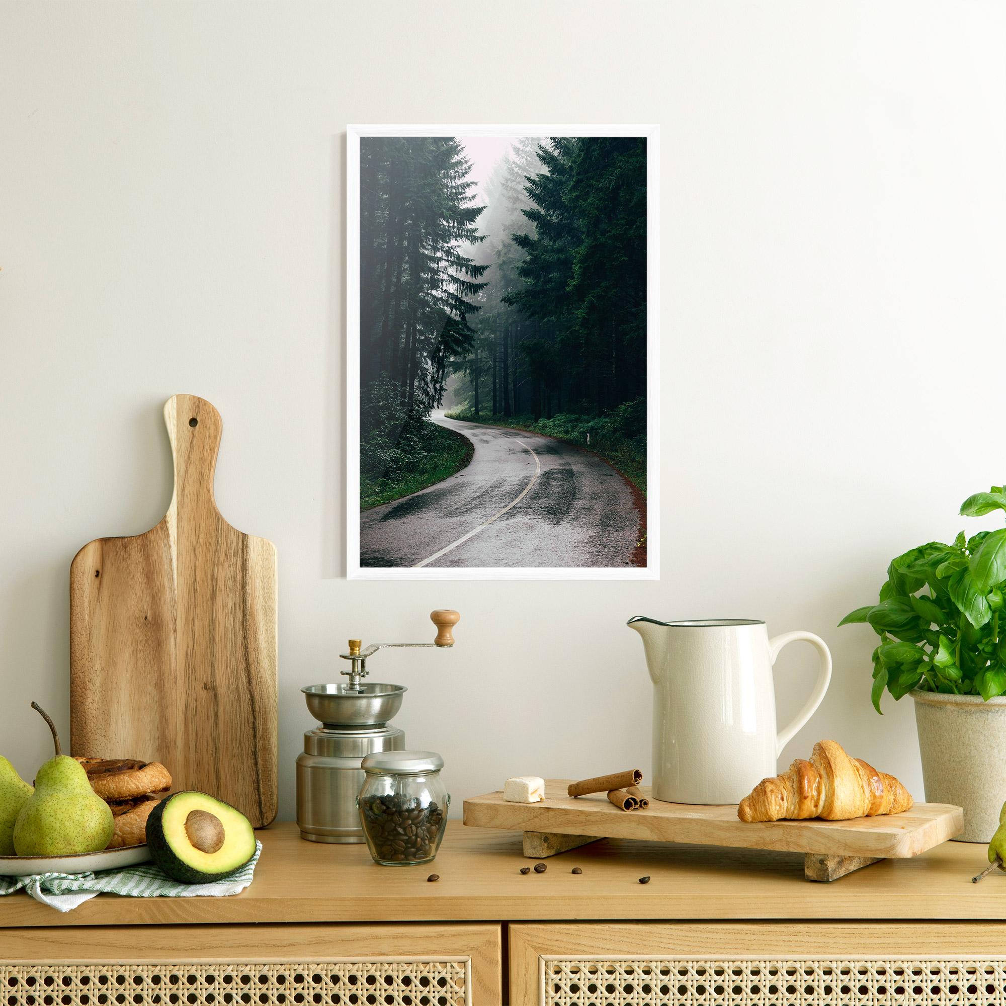 Plakat w Ramie Rainy Road Forest mockup 8
