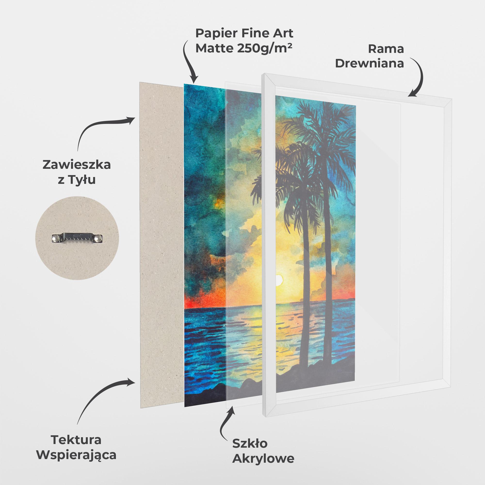 Plakat w Ramie Sunset Watercolor Tree mockup 1