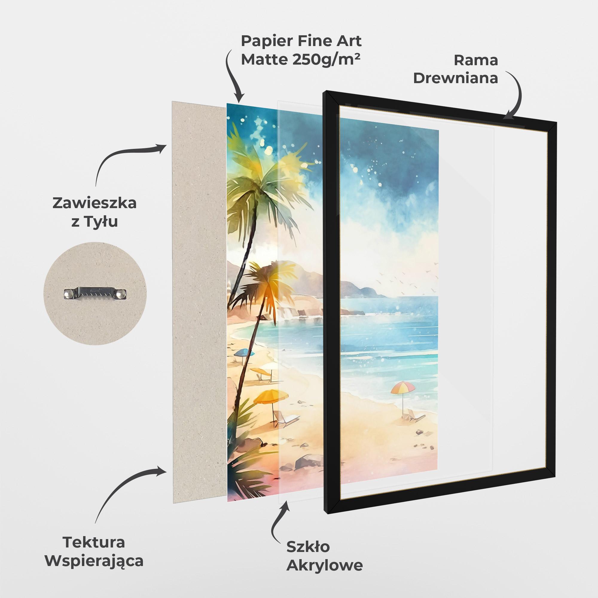Plakat w Ramie Umbrellas Beach Art mockup 1