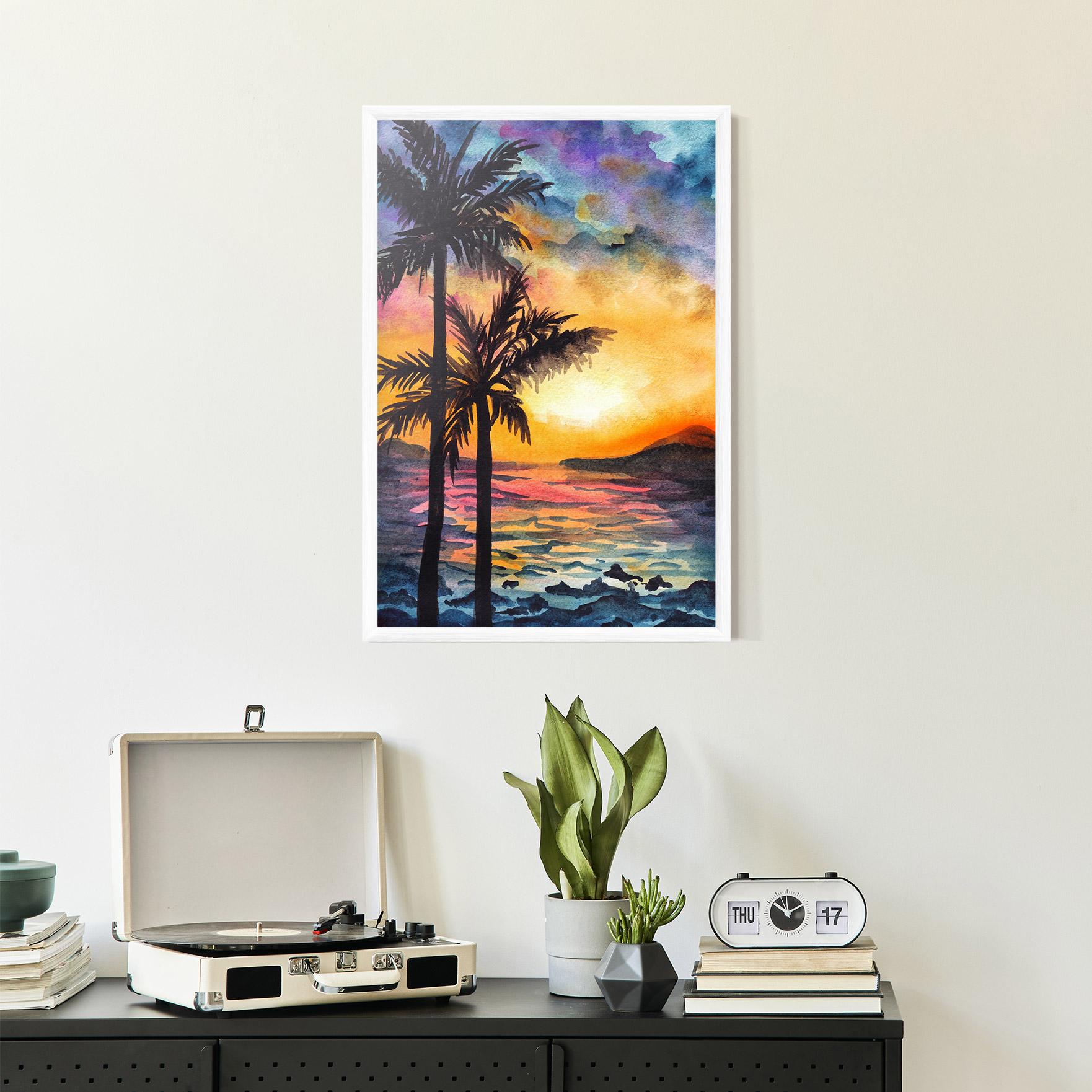 Plakat w Ramie Sunset Tree Beach mockup 2