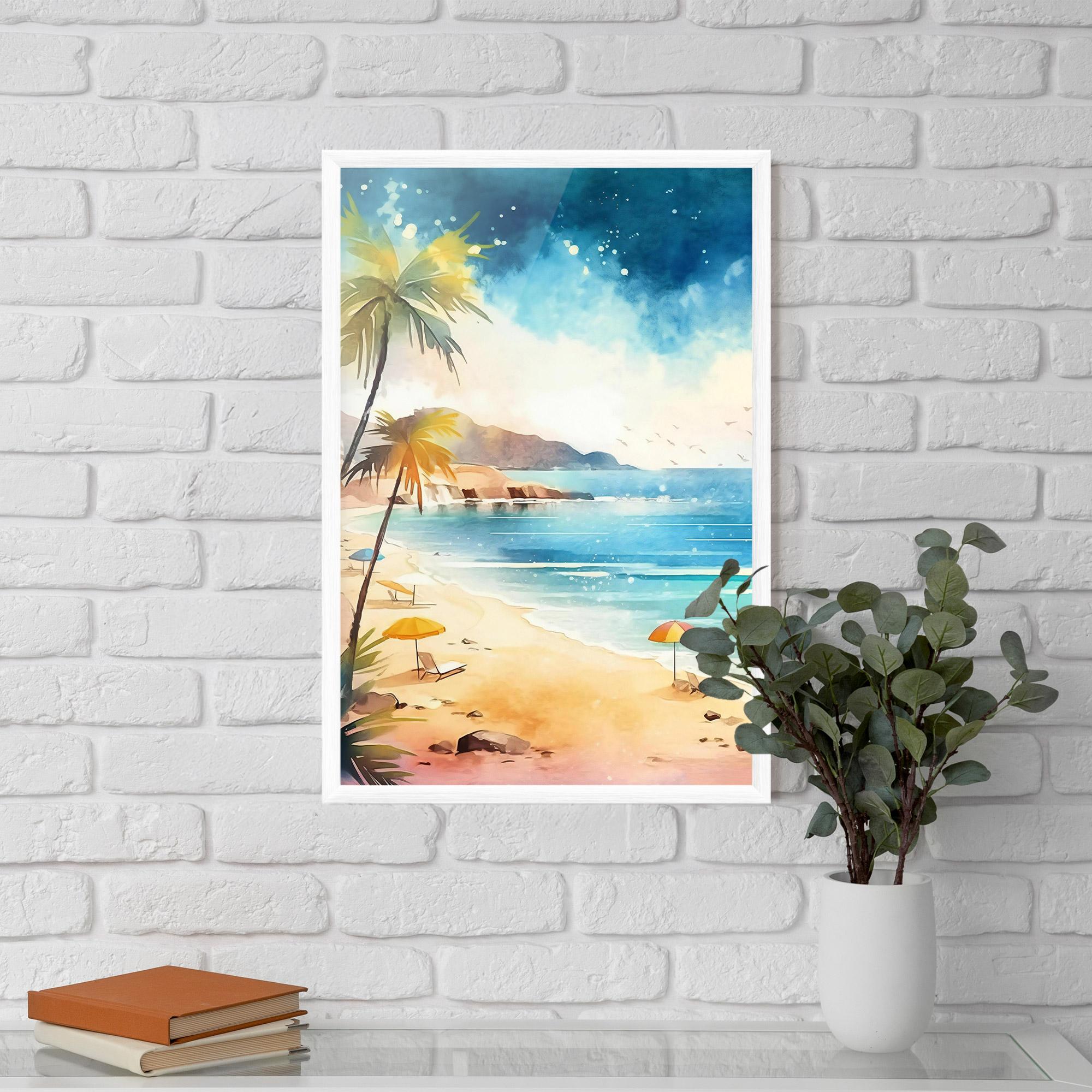 Plakat w Ramie Umbrellas Beach Art mockup 5