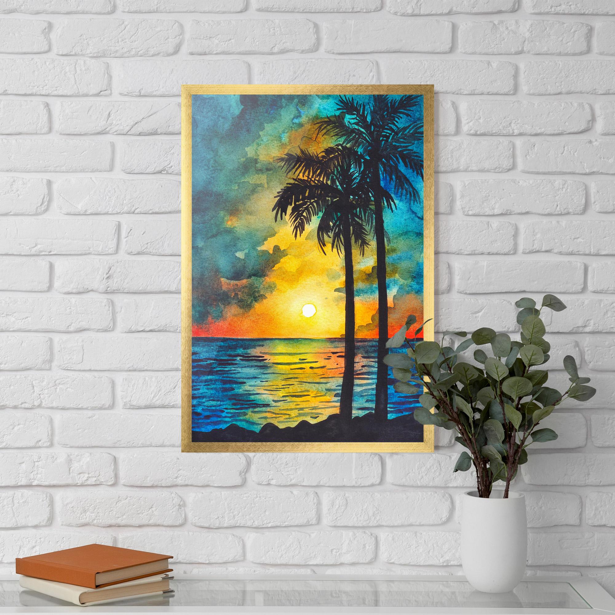 Plakat w Ramie Sunset Watercolor Tree mockup 5