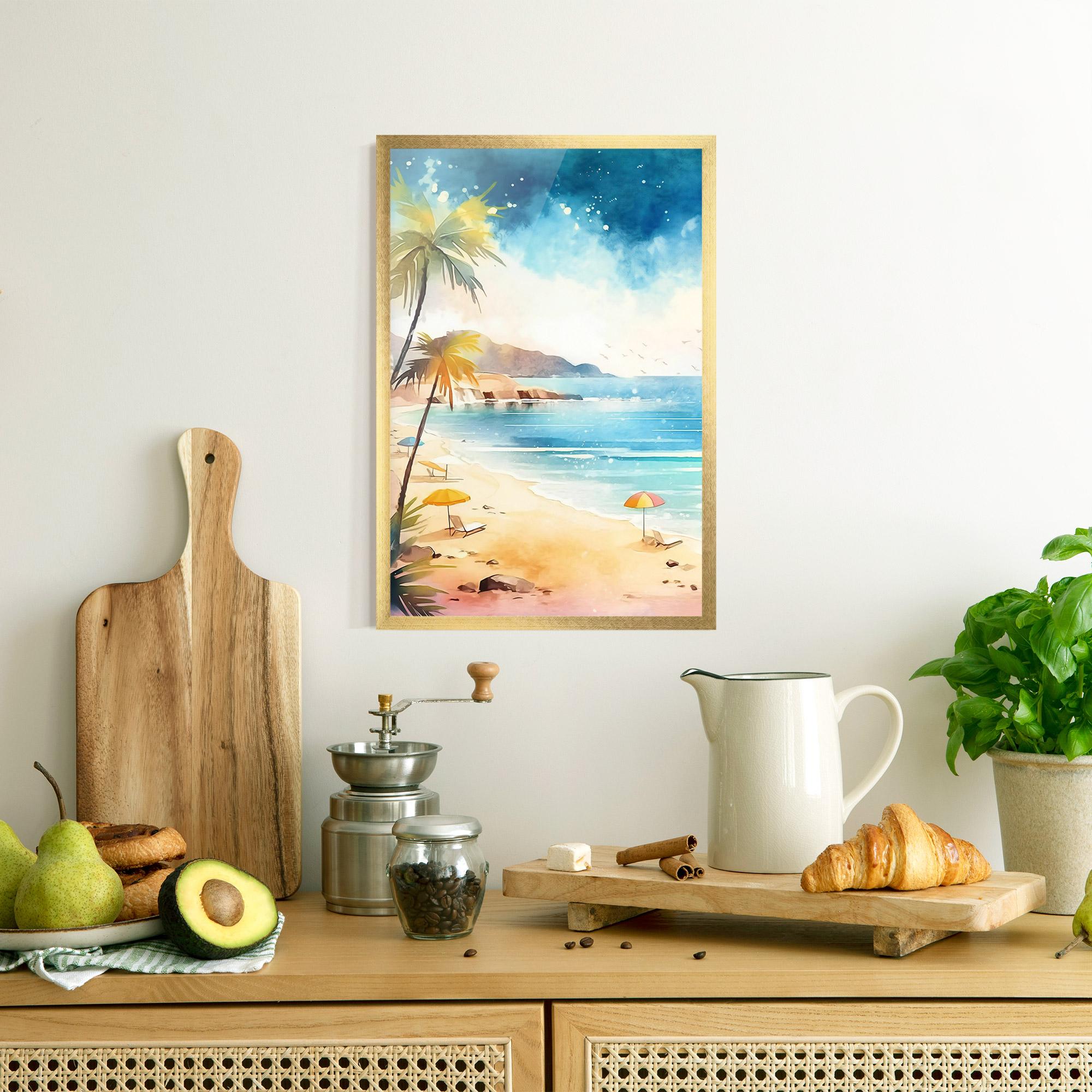 Plakat w Ramie Umbrellas Beach Art mockup 8