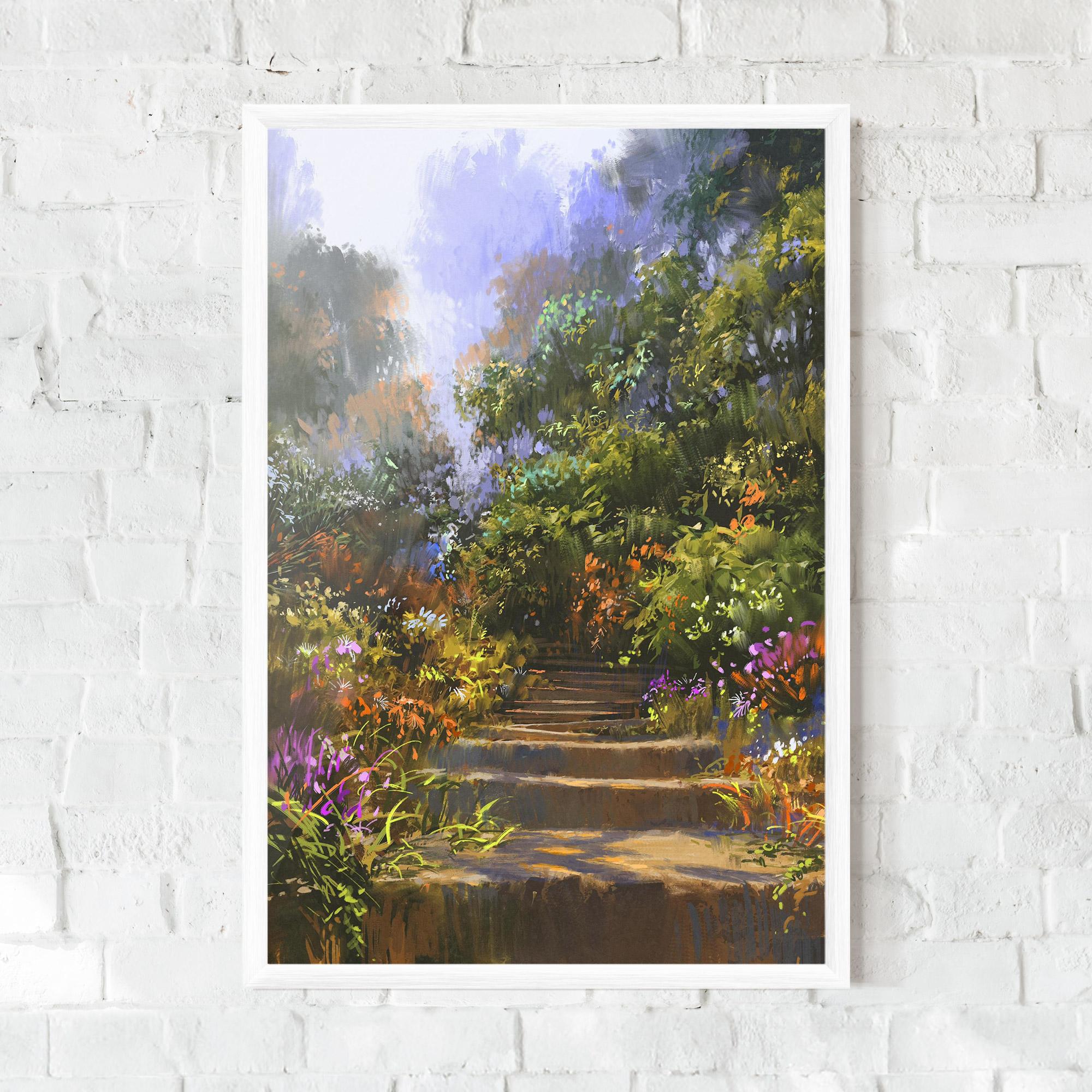Plakat w Ramie Spring Staircase Painting mockup 0