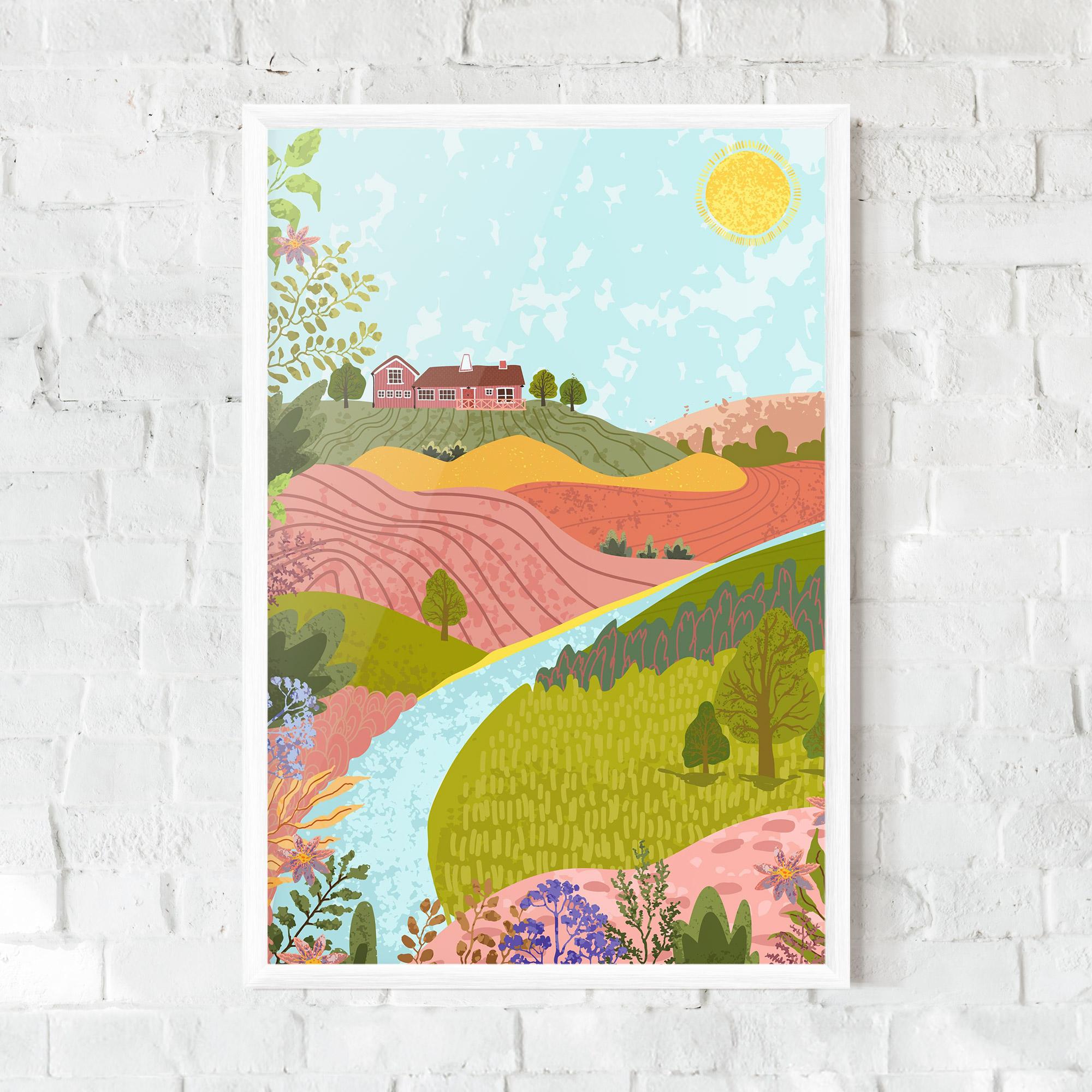 Plakat w Ramie Pink House View mockup 0