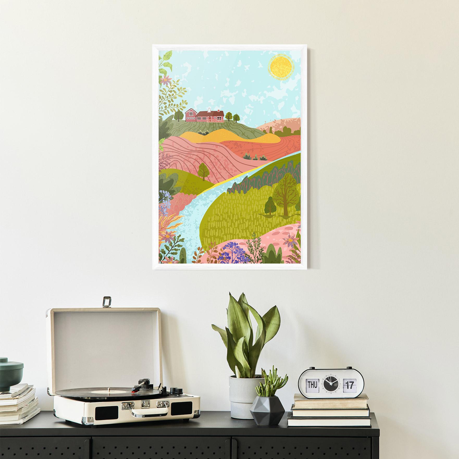Plakat w Ramie Pink House View mockup 2