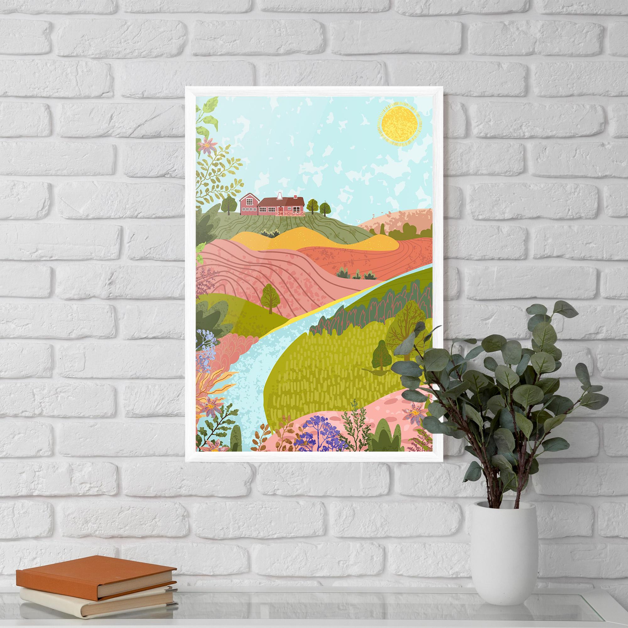 Plakat w Ramie Pink House View mockup 5