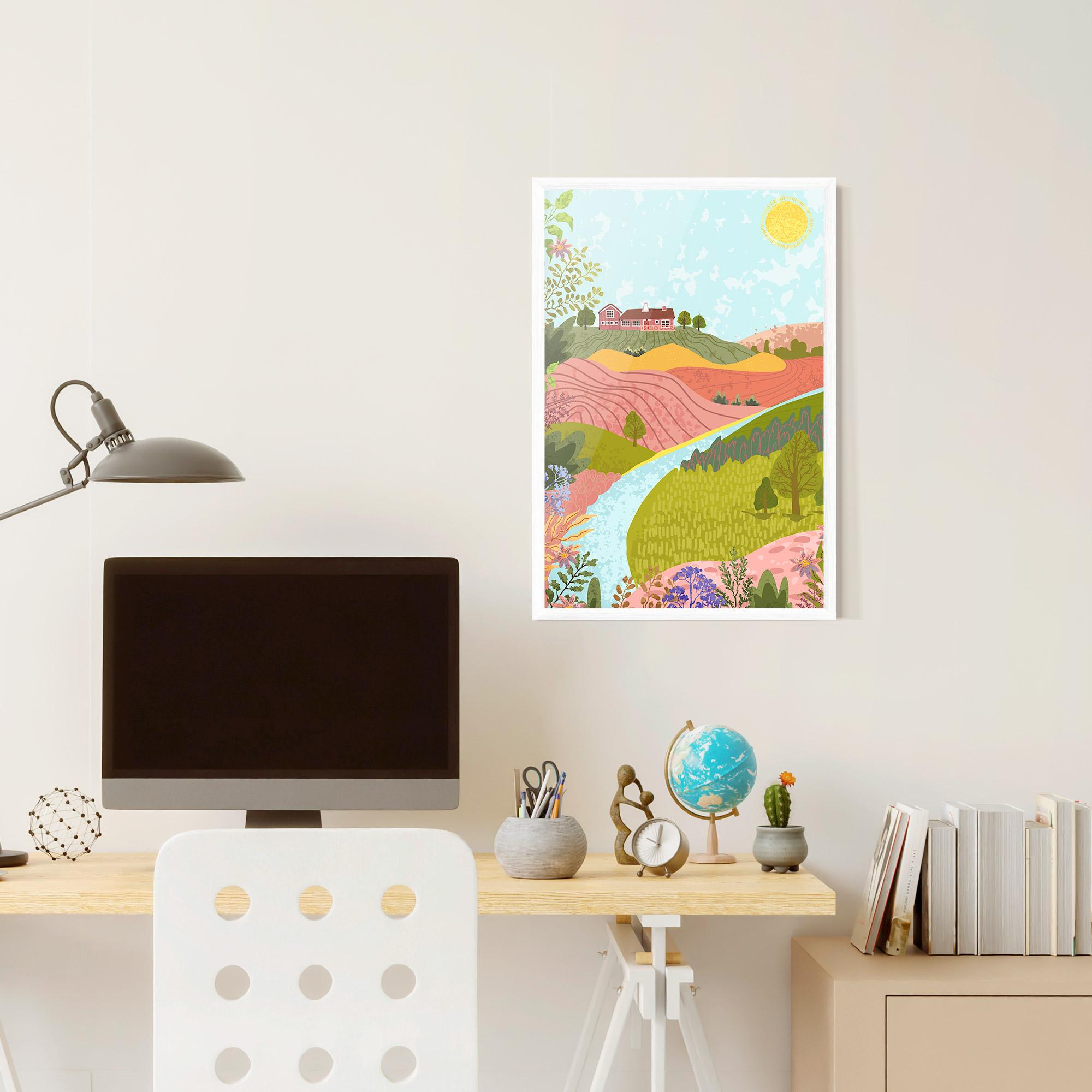 Plakat w Ramie Pink House View mockup 6