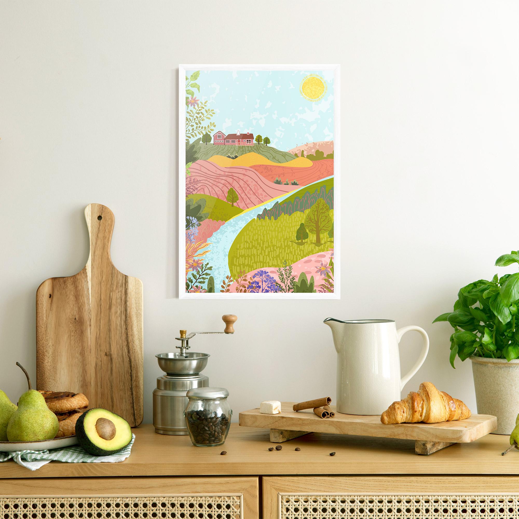 Plakat w Ramie Pink House View mockup 8