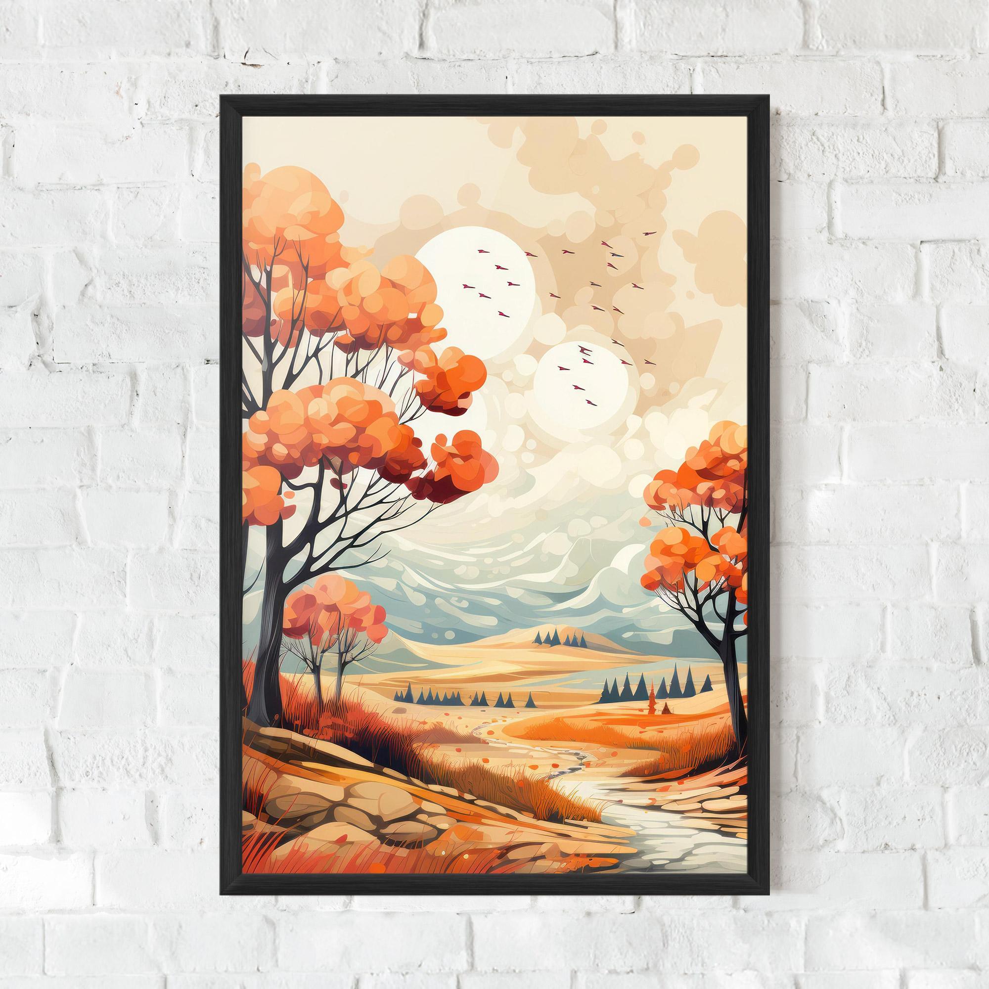 Plakat w Ramie Autumn Tree Painting mockup 0