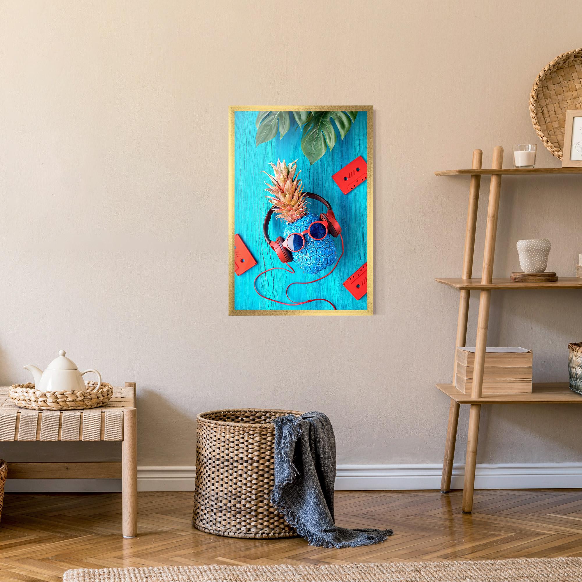 Plakat w Ramie Pineapple On Blue mockup 9